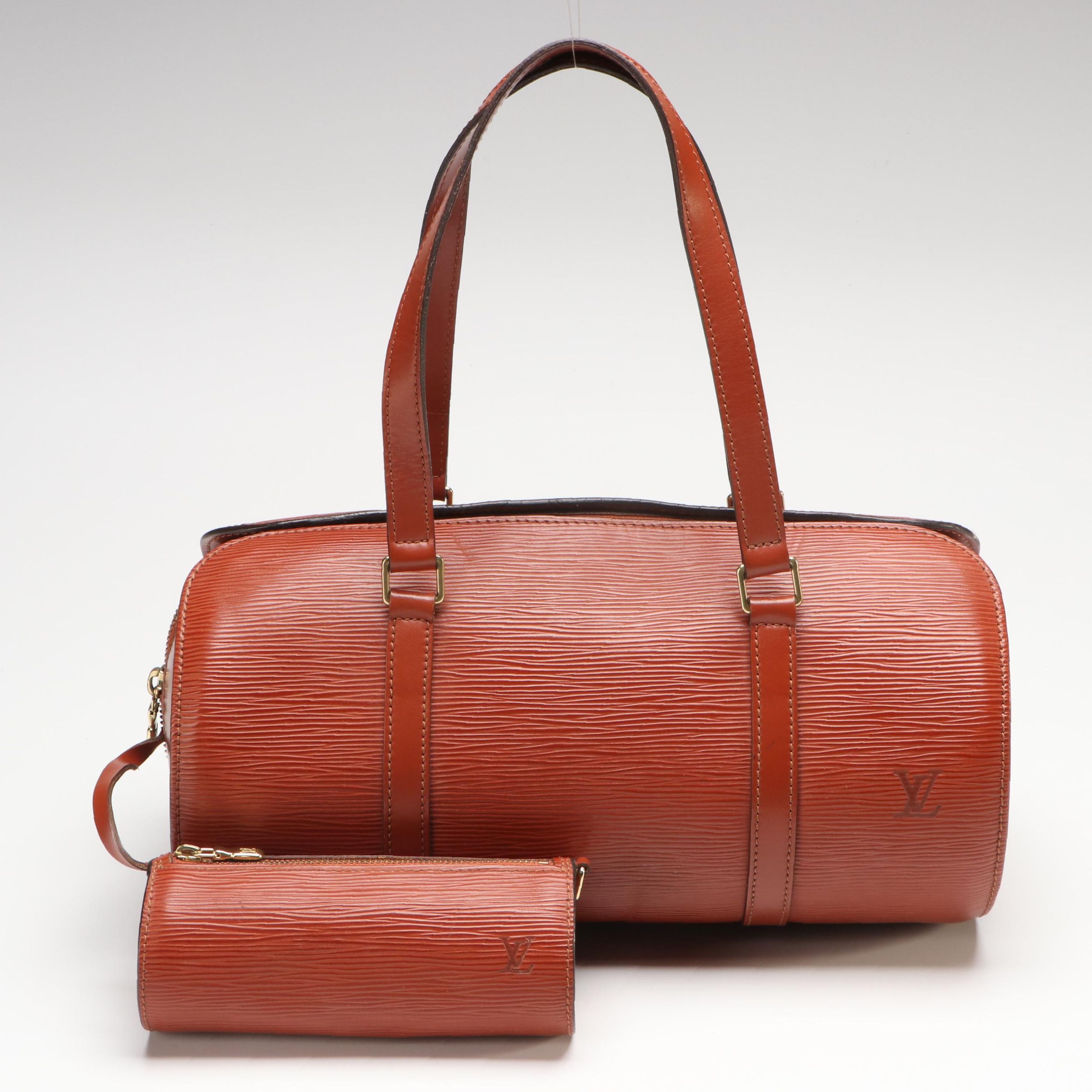 Louis Vuitton Soufflot Bag and Mini Papillon Pochette in Epi Leather