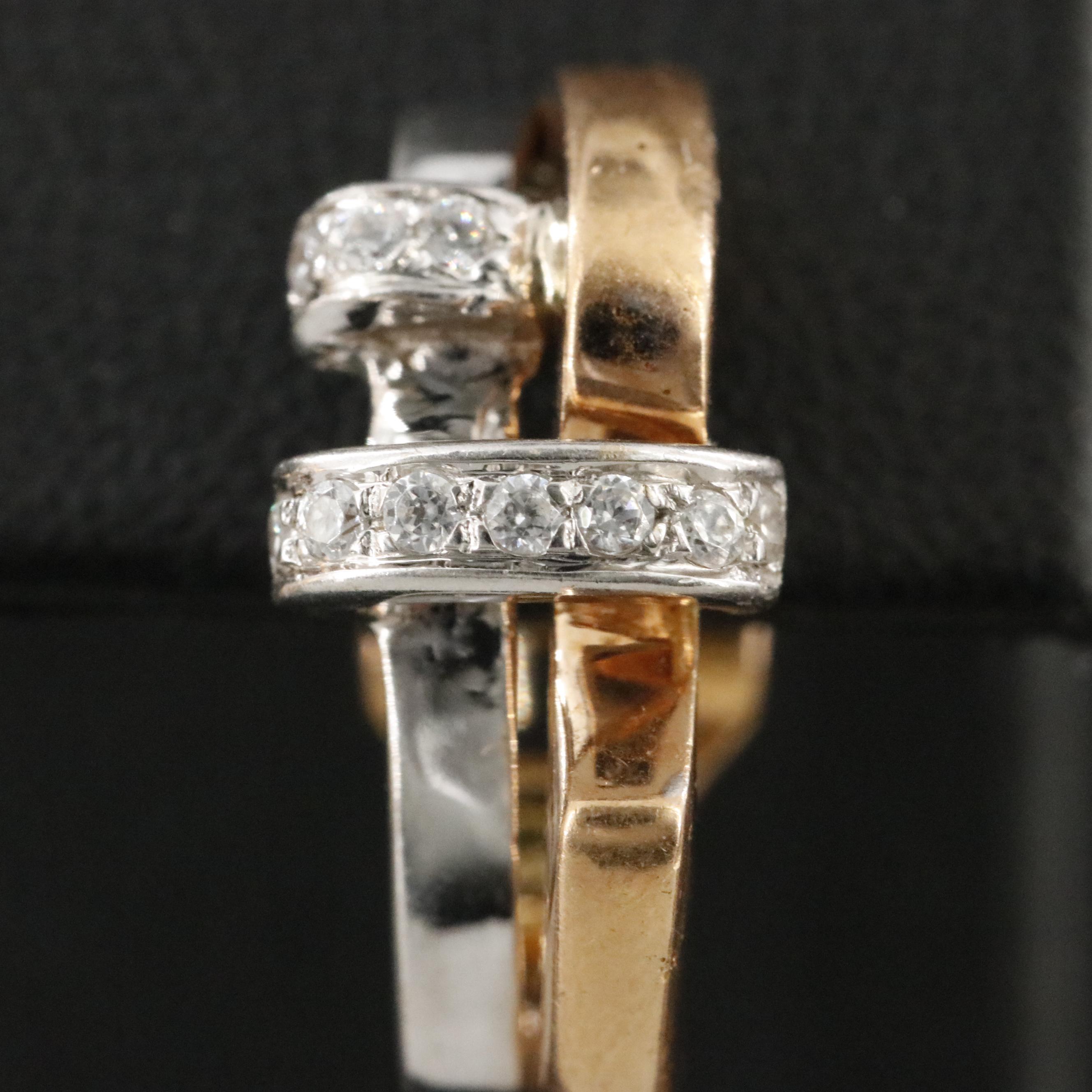 18K Two-Tone CZ Double Hoop Earrings