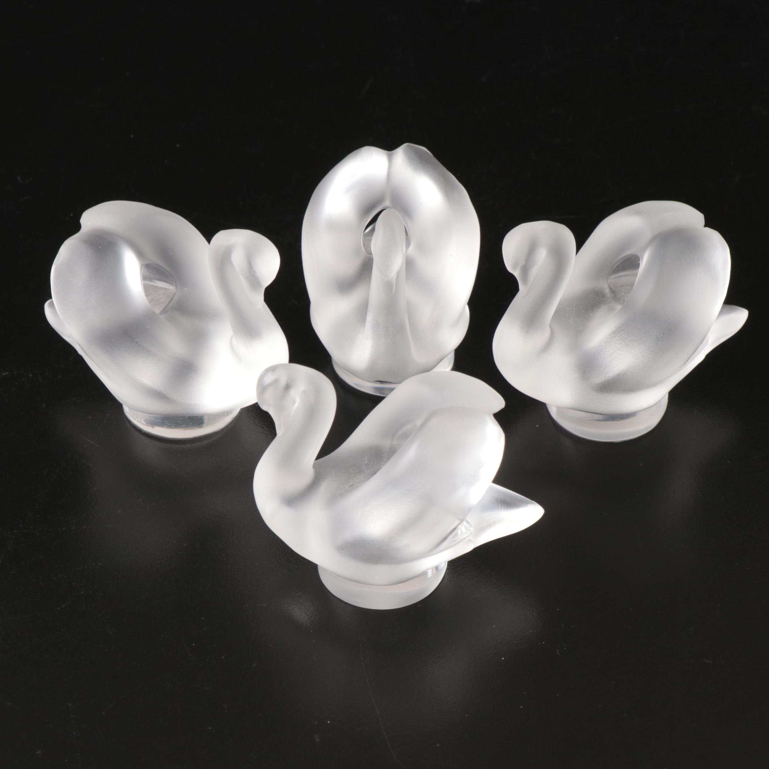 Lalique Frosted Crystal Swans