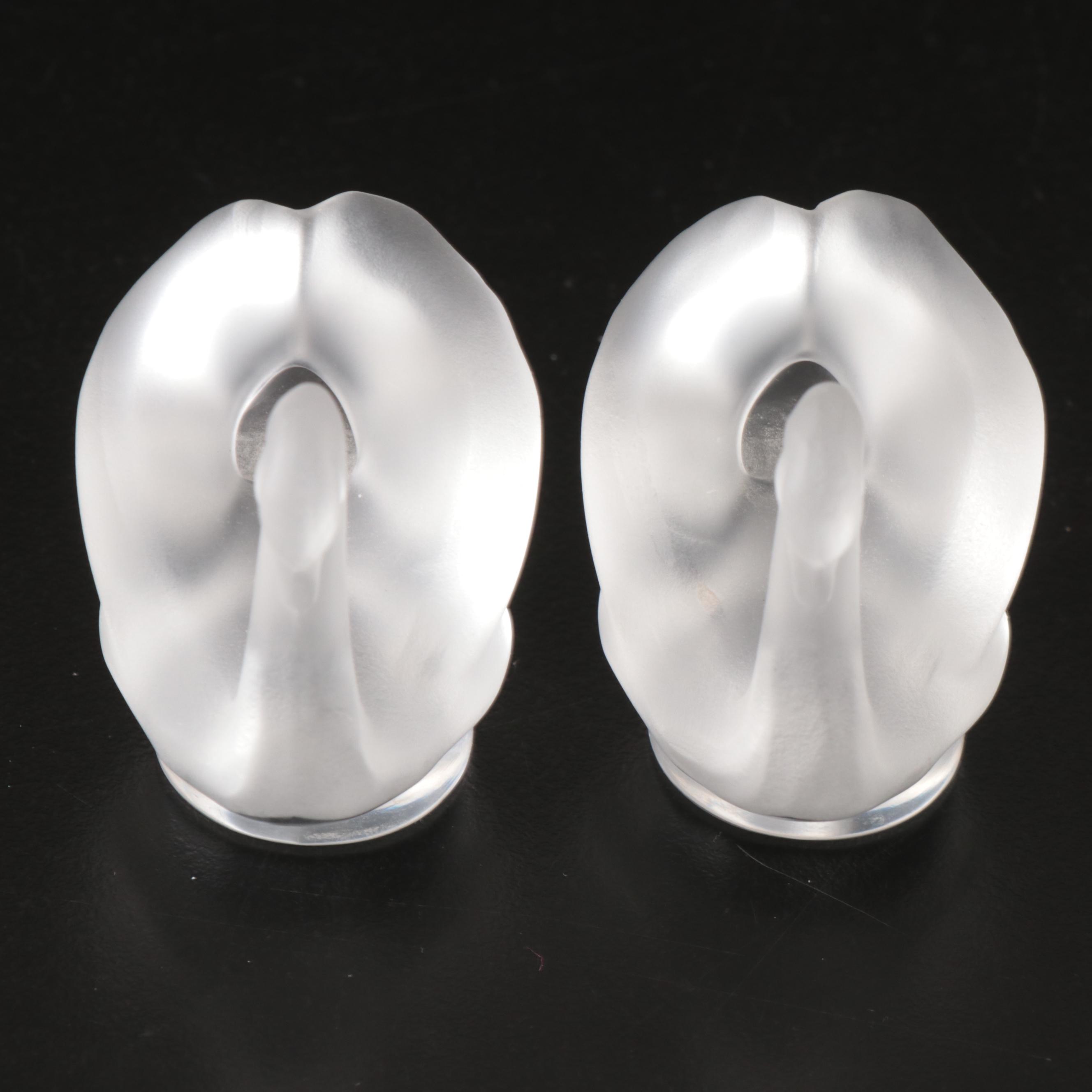 Lalique Frosted Crystal Swans