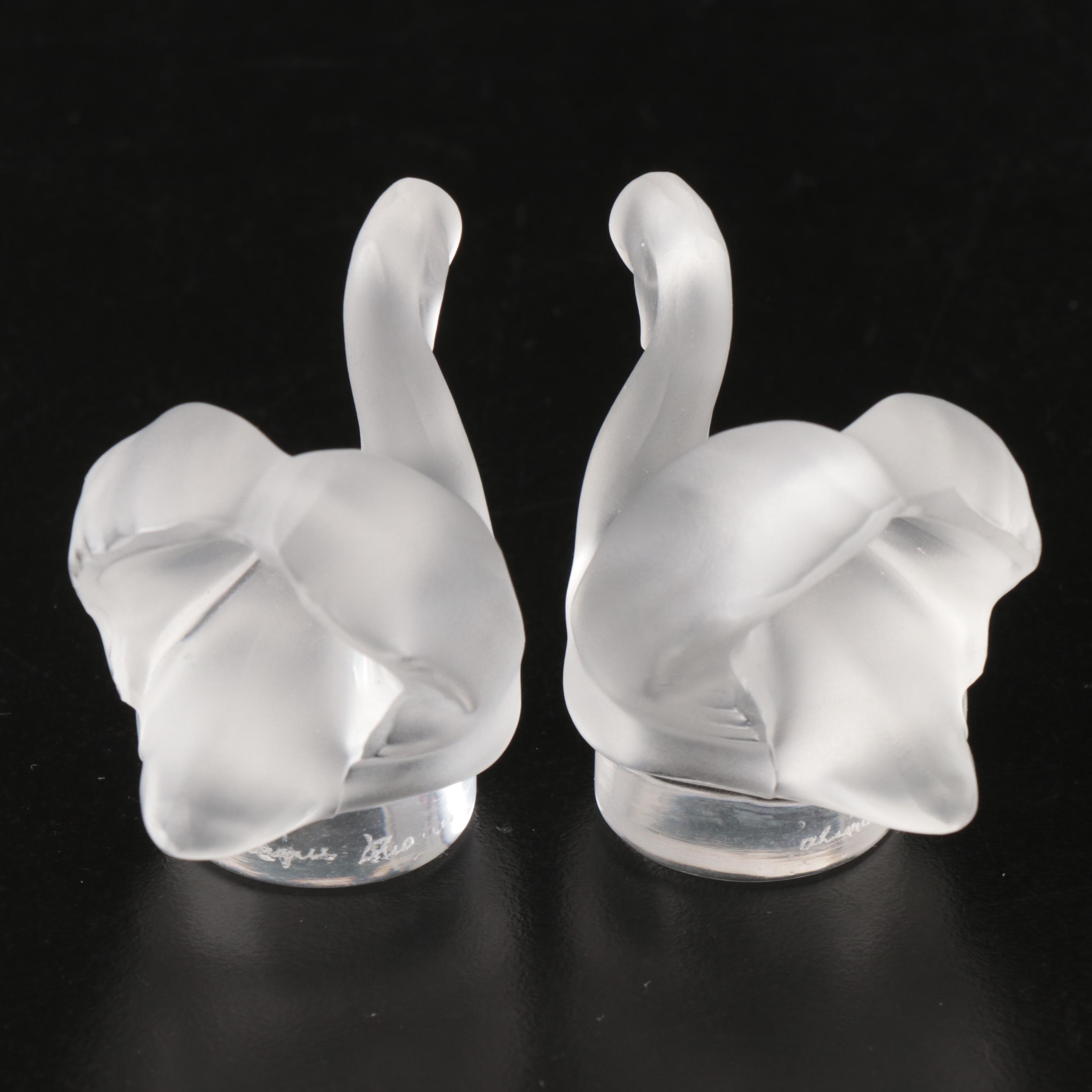 Lalique Frosted Crystal Swans