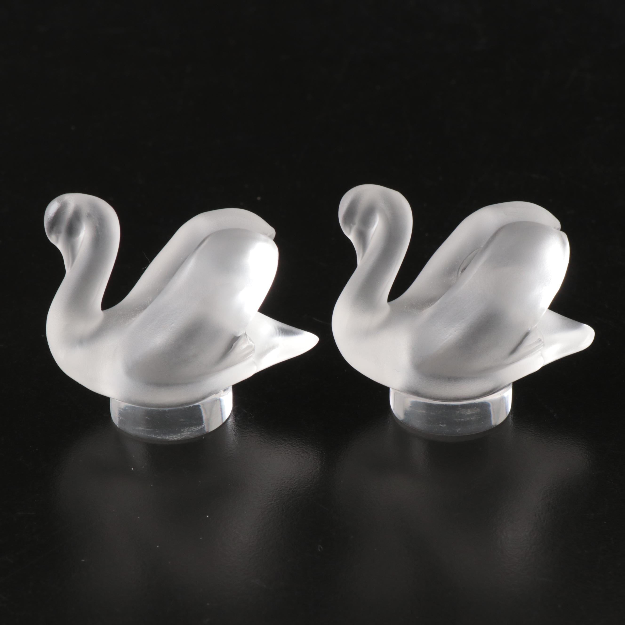 Lalique Frosted Crystal Swans