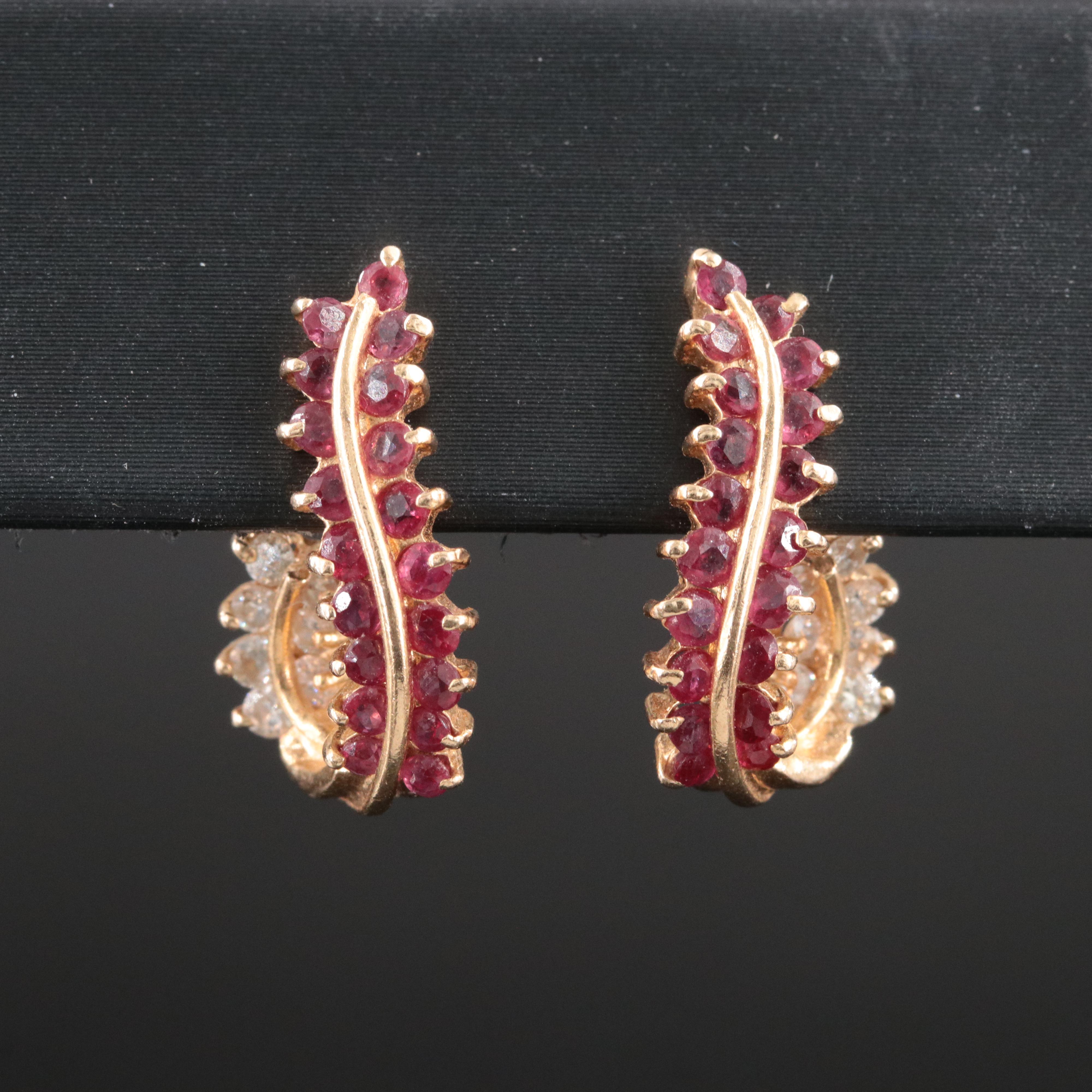 14K Ruby and Diamond Earrings