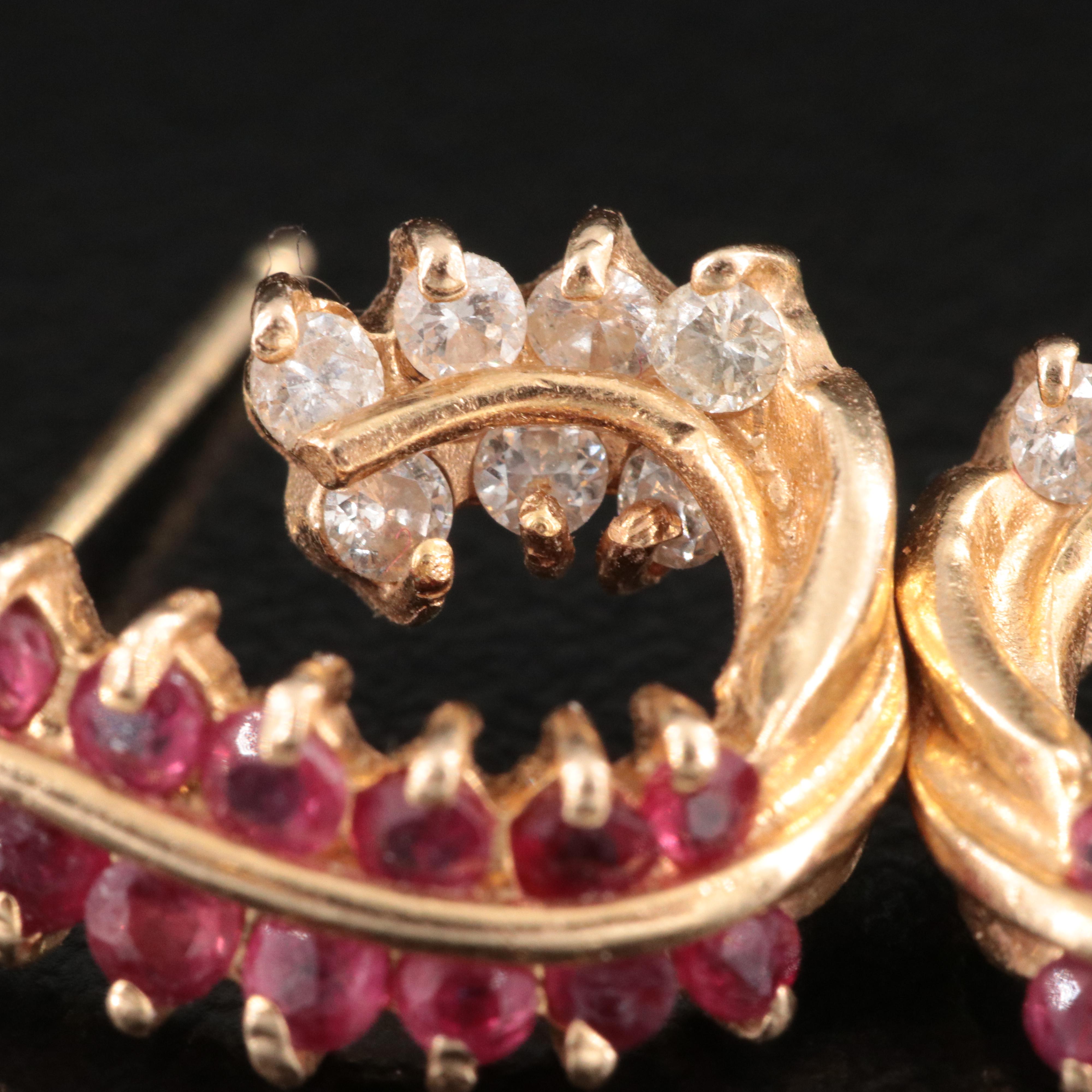 14K Ruby and Diamond Earrings