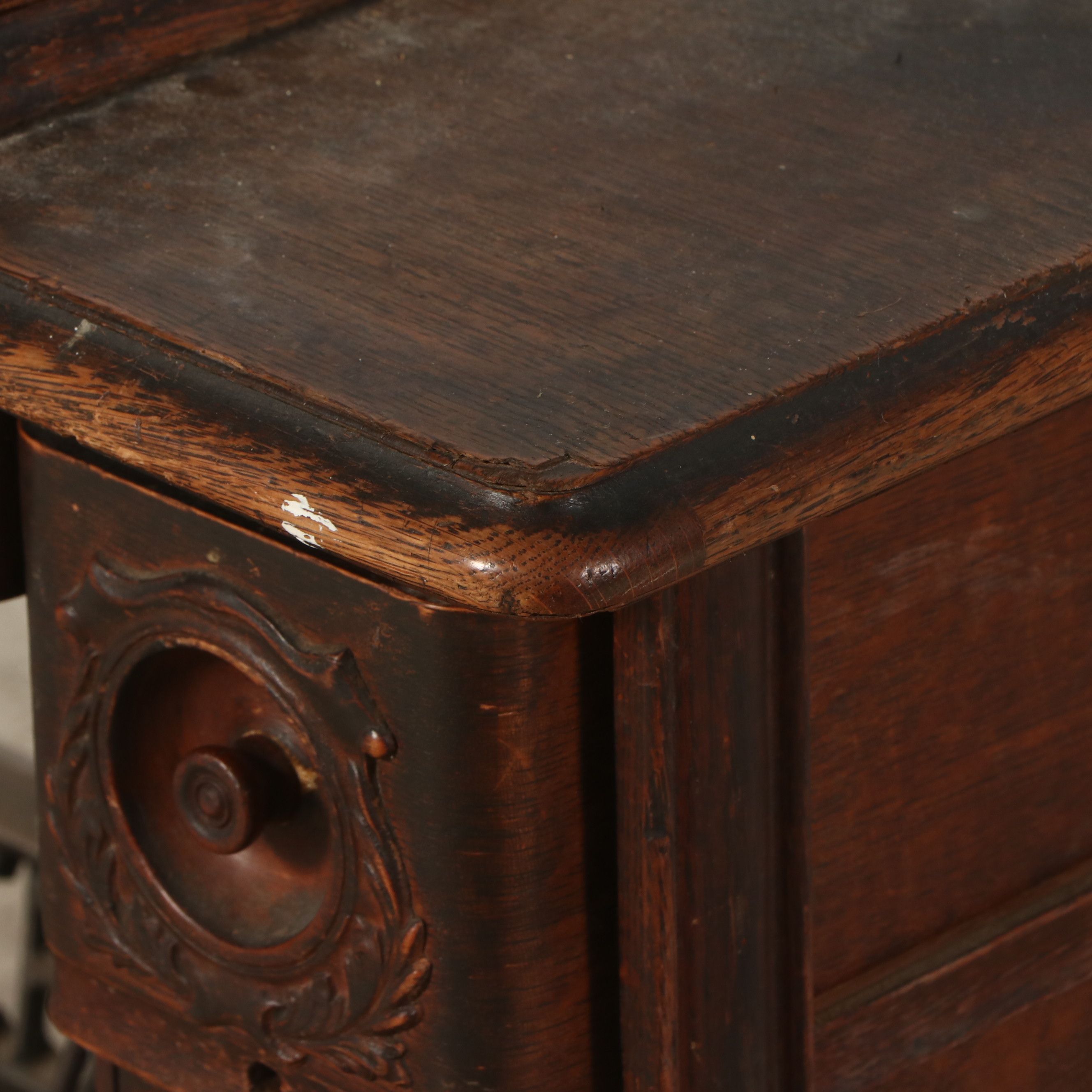 Singer Model 27 Sewing Machine with Oak Five-Drawer Treadle Table, c. 1909