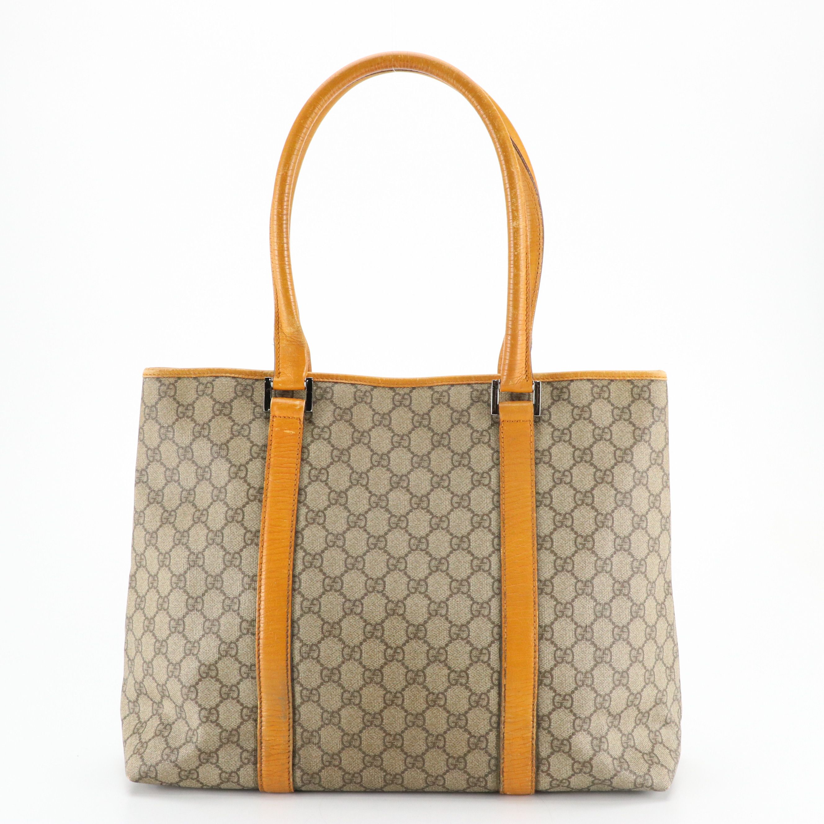 Gucci GG Supreme Canvas and Leather Trimmed Large Joy Tote