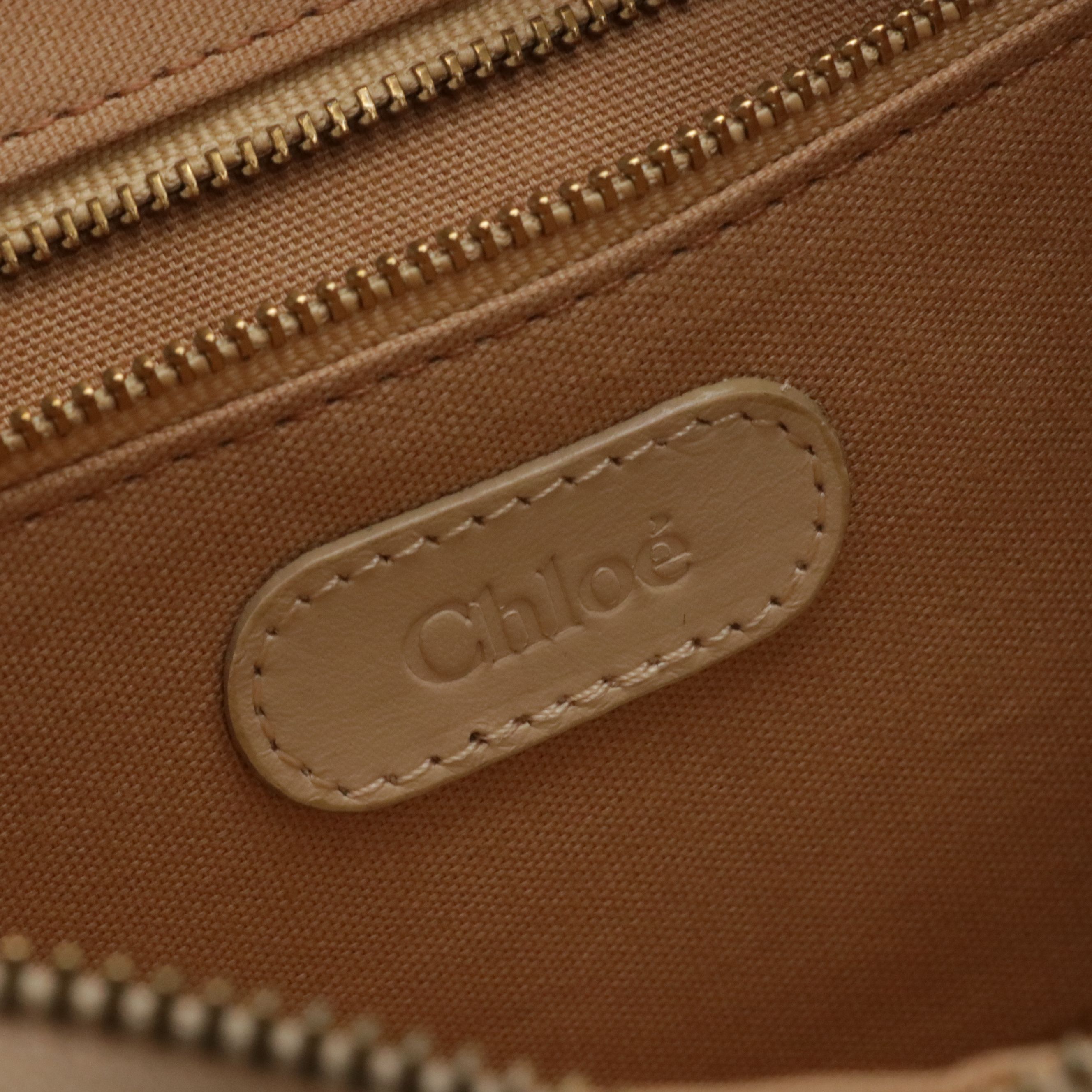 Chloé Half Moon C Charm Shoulder Bag in Off-White Grained Leather