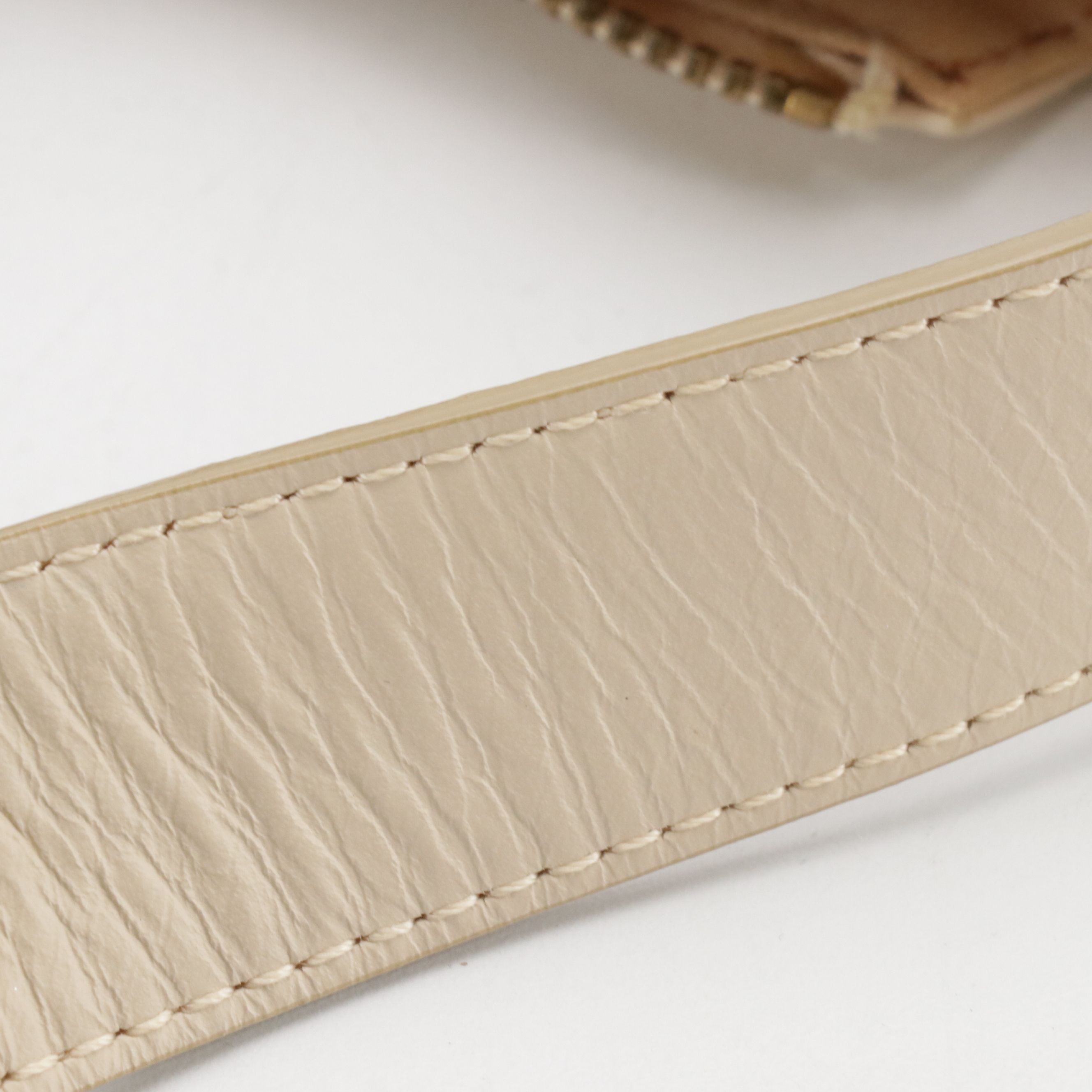 Chloé Half Moon C Charm Shoulder Bag in Off-White Grained Leather