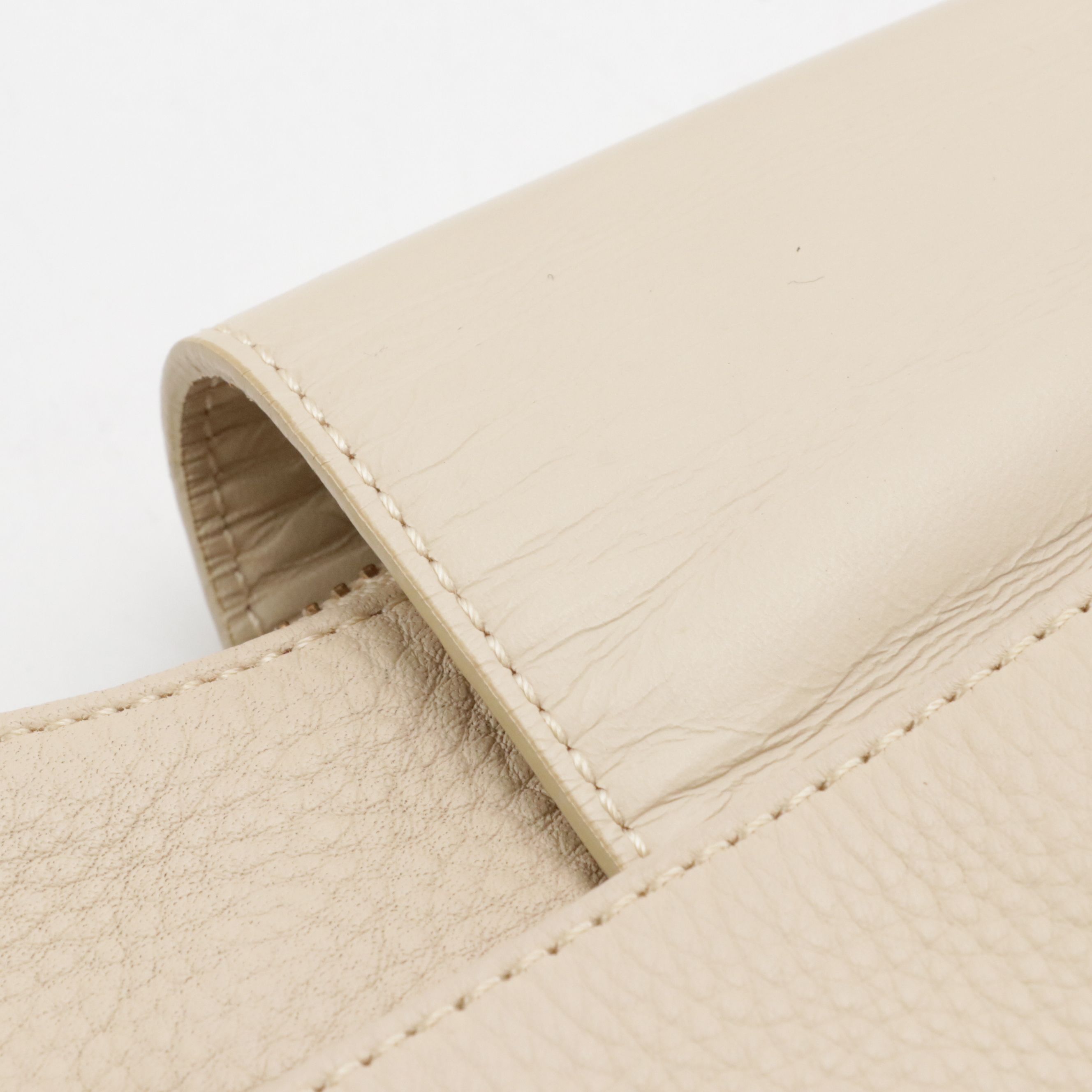 Chloé Half Moon C Charm Shoulder Bag in Off-White Grained Leather