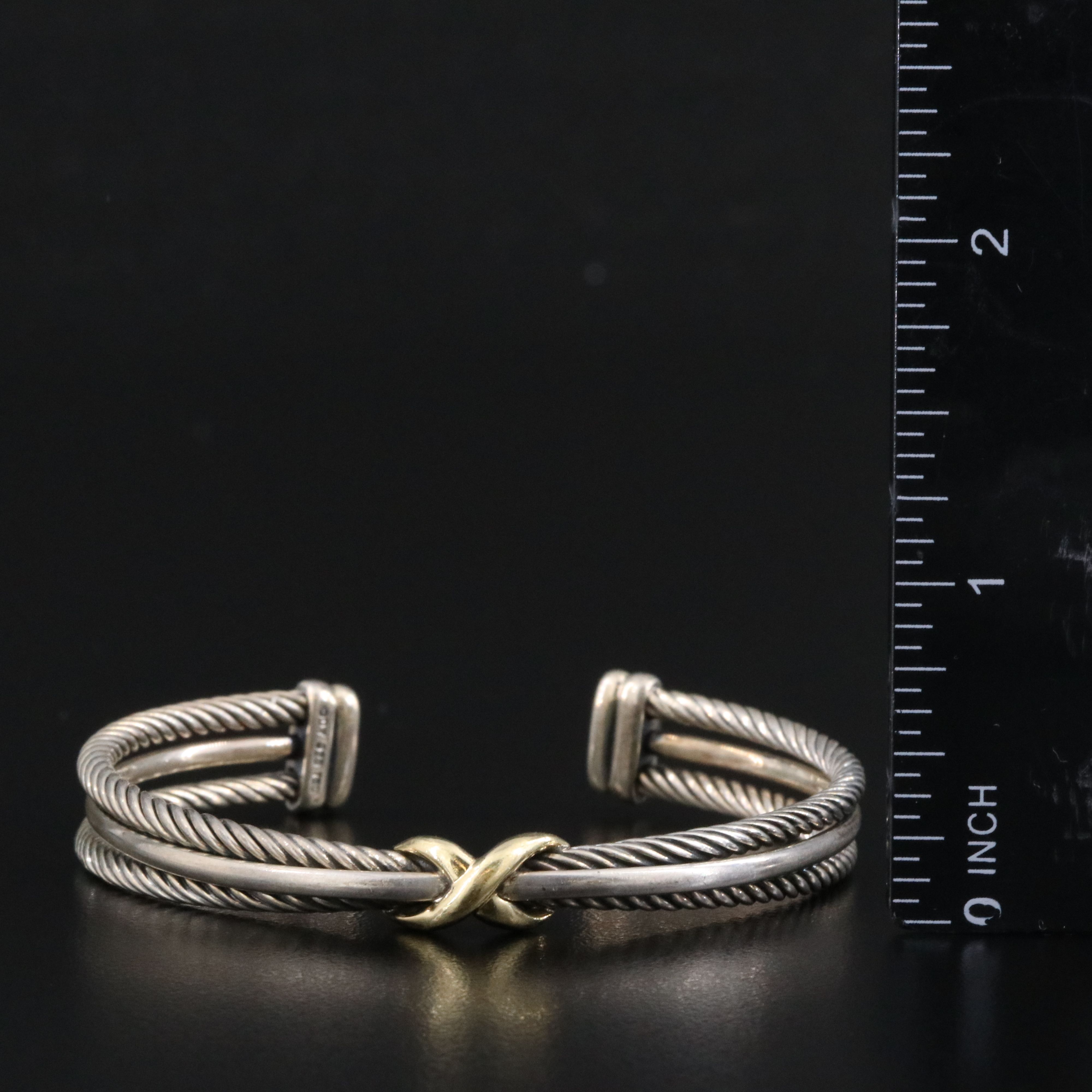 David Yurman Sterling Cable X Station Bracelet with 18K Accent