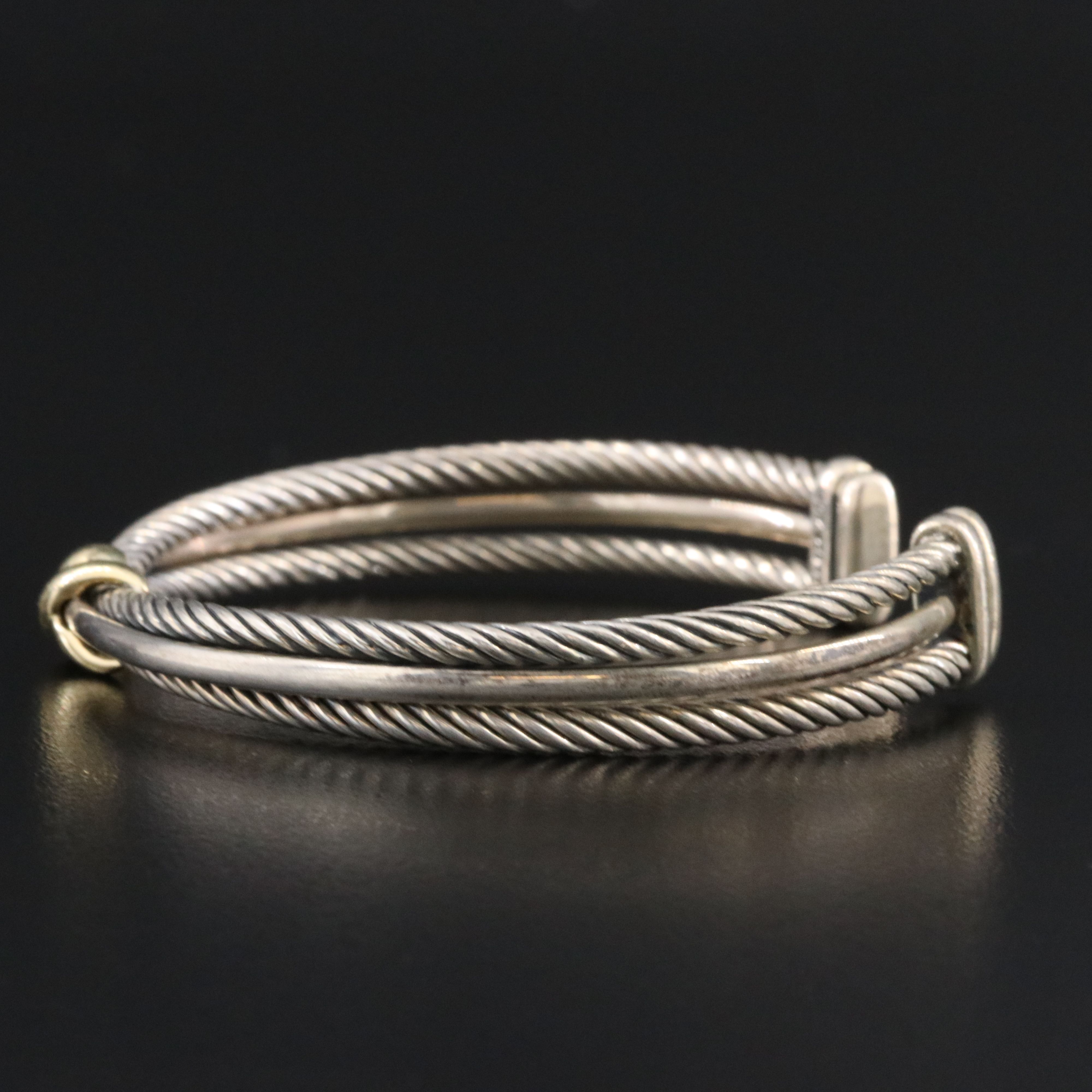David Yurman Sterling Cable X Station Bracelet with 18K Accent