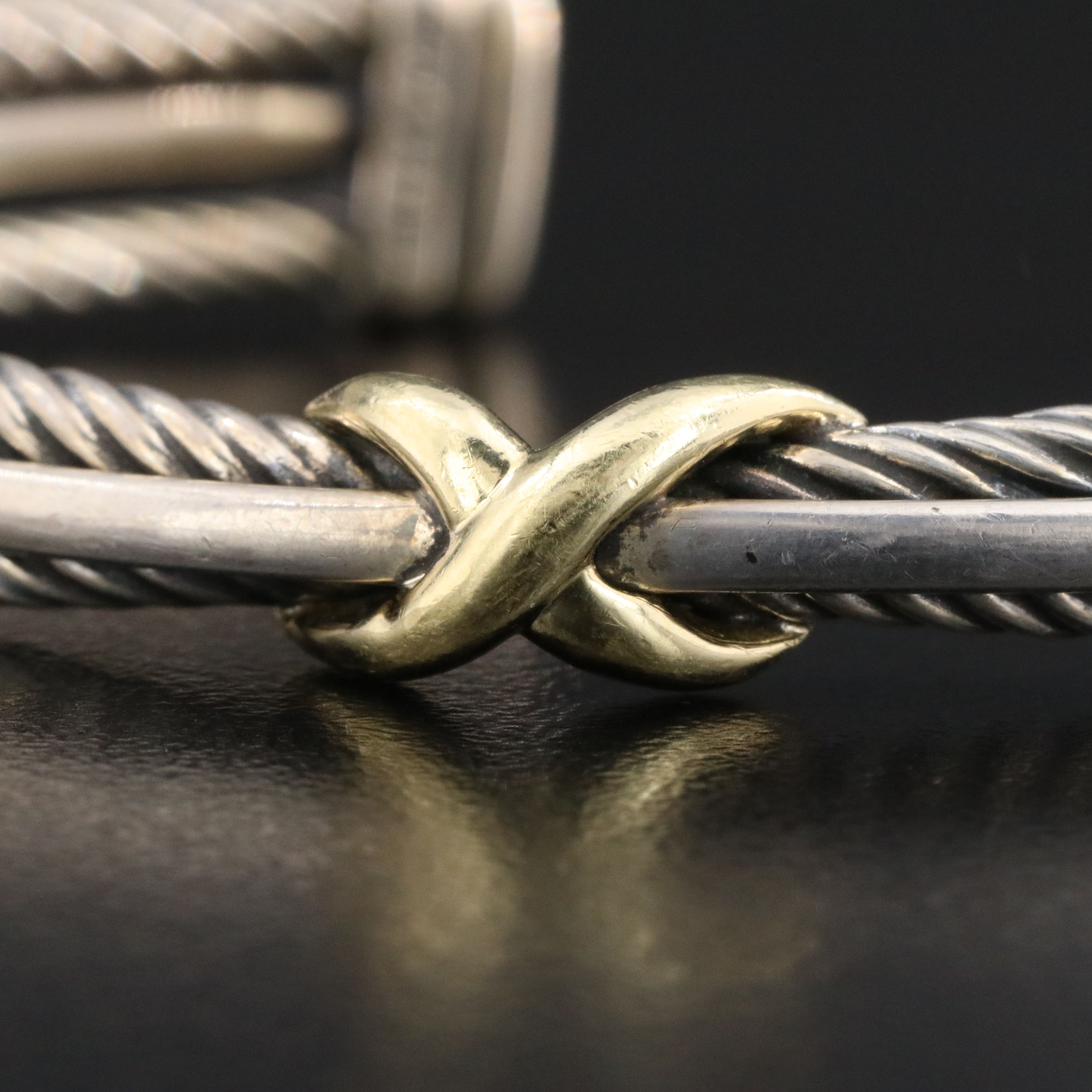 David Yurman Sterling Cable X Station Bracelet with 18K Accent