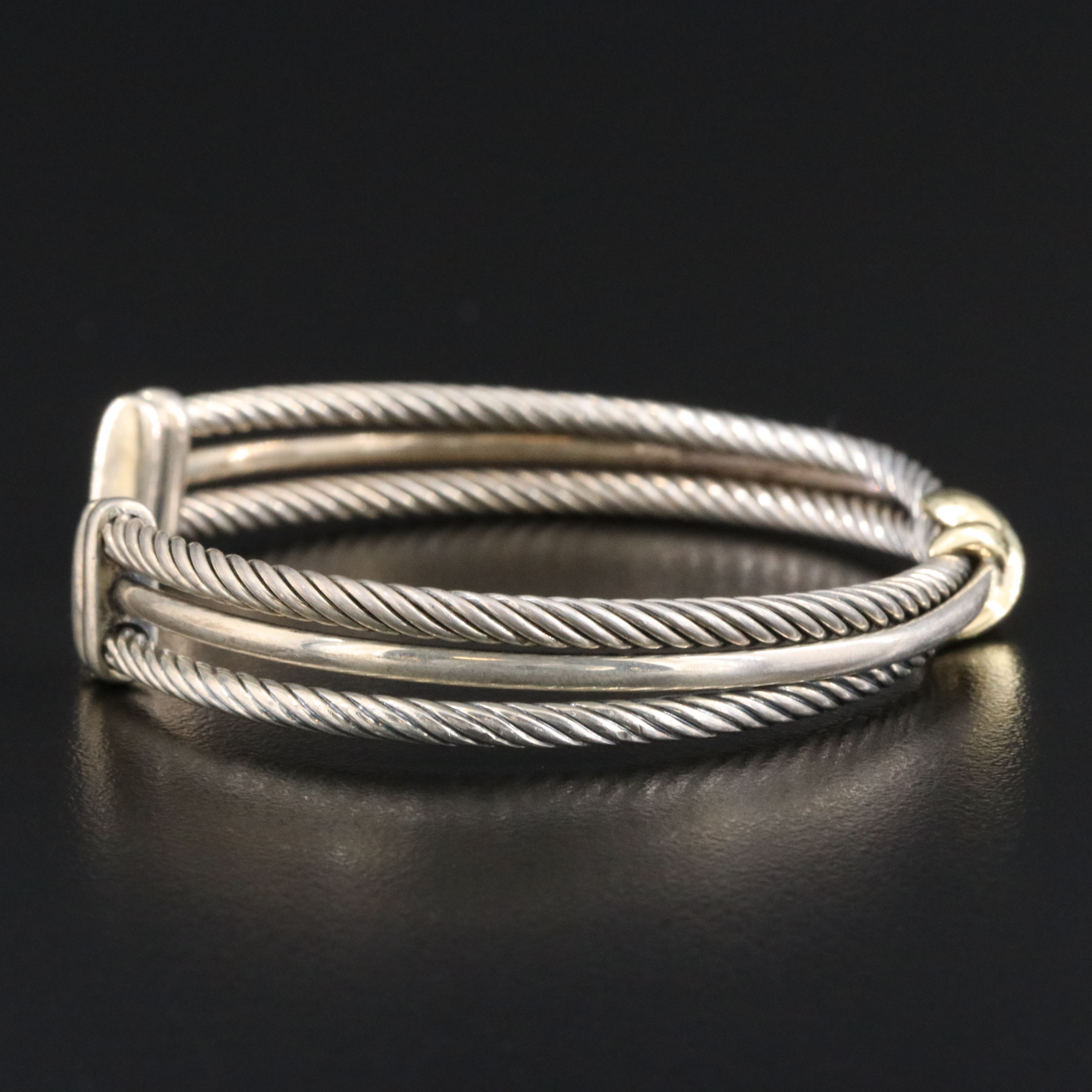David Yurman Sterling Cable X Station Bracelet with 18K Accent