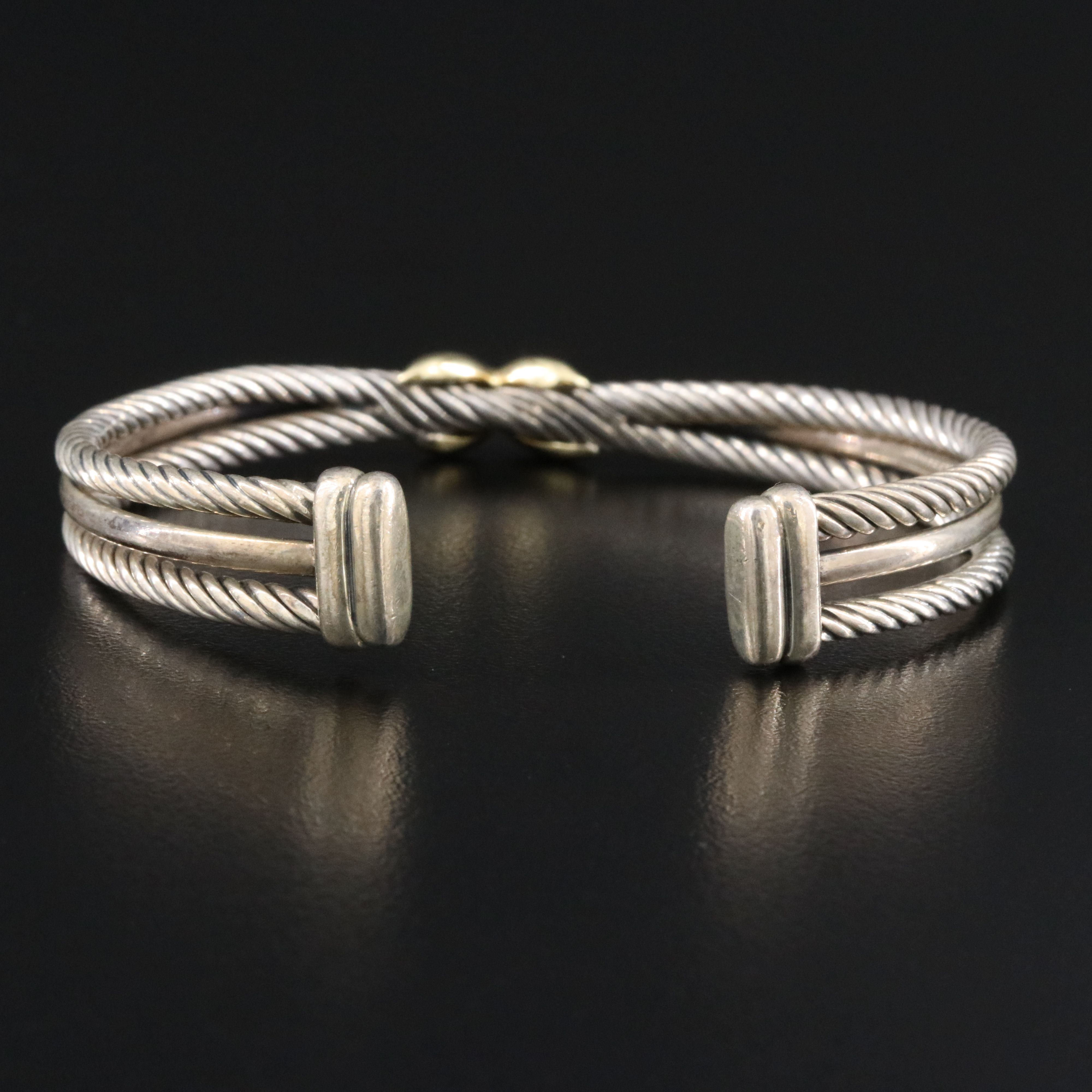 David Yurman Sterling Cable X Station Bracelet with 18K Accent
