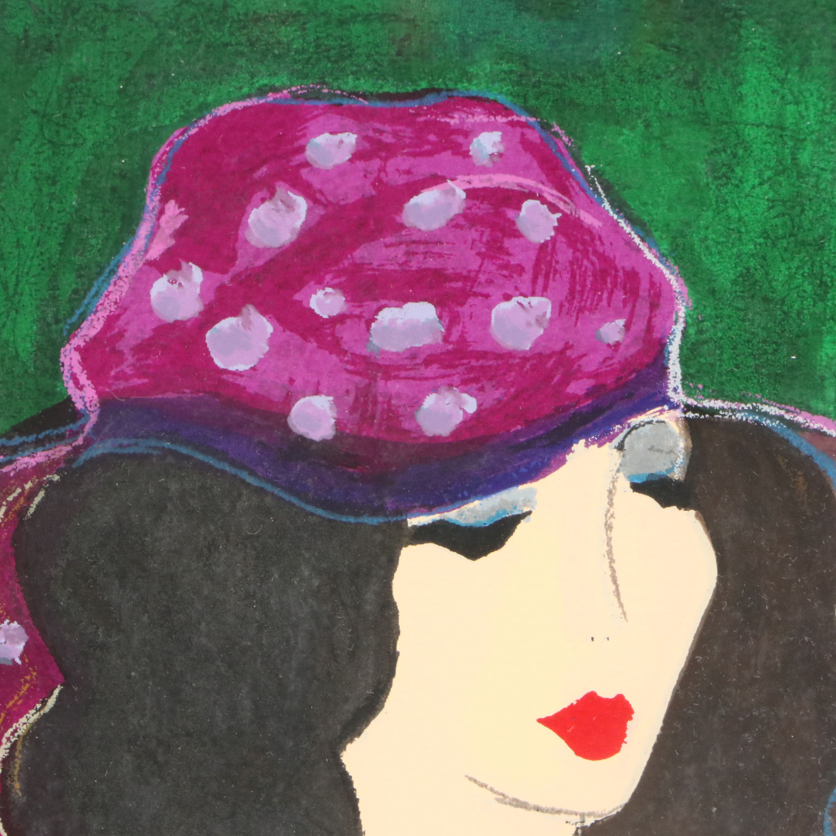 Itzchak Tarkay Screenprint "Erika in Hat," late 20th century
