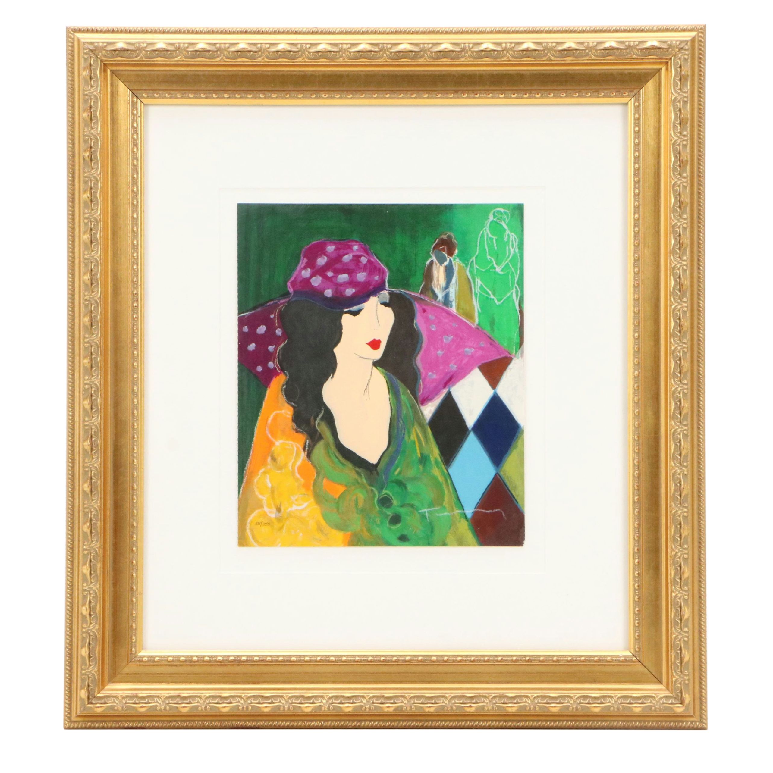 Itzchak Tarkay Screenprint "Erika in Hat," late 20th century