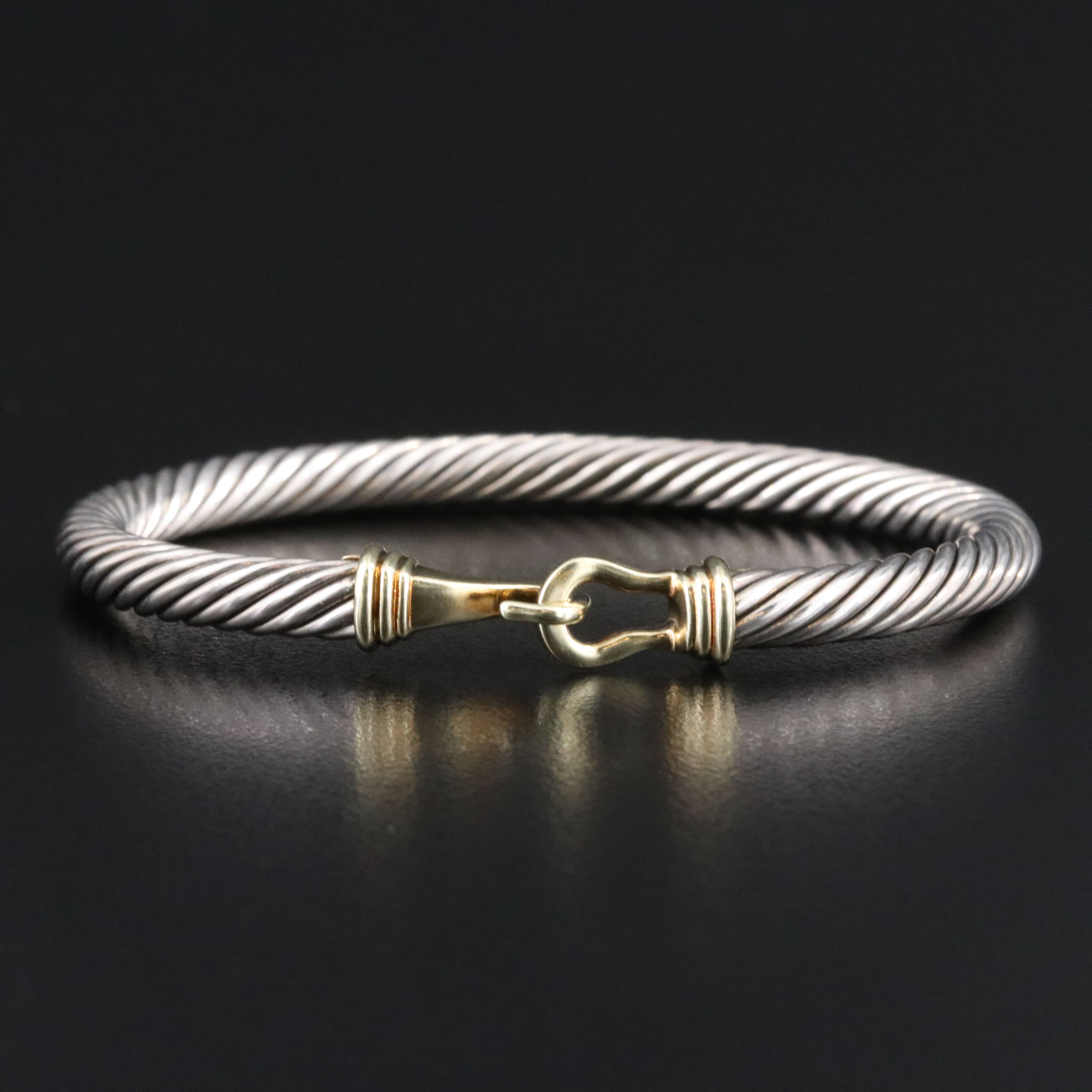 David Yurman Sterling Cable Buckle Bracelet with 14K Accents