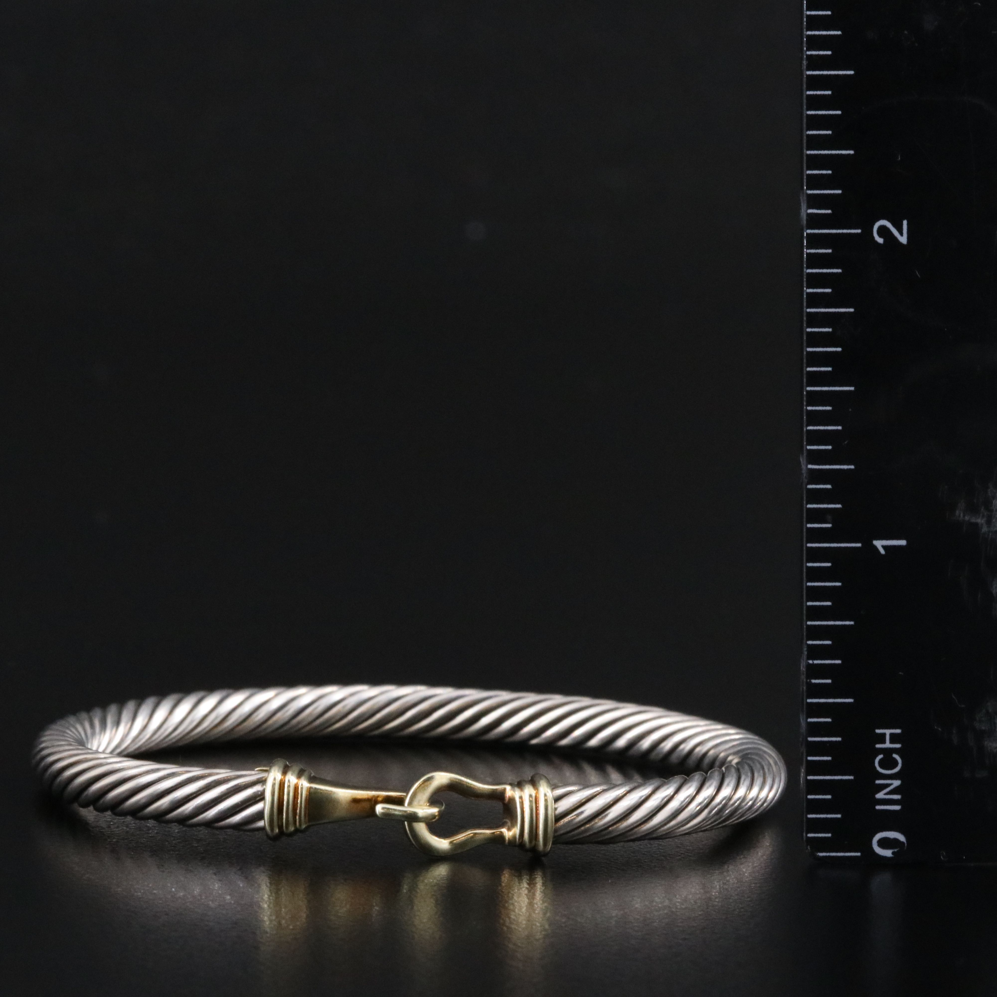 David Yurman Sterling Cable Buckle Bracelet with 14K Accents