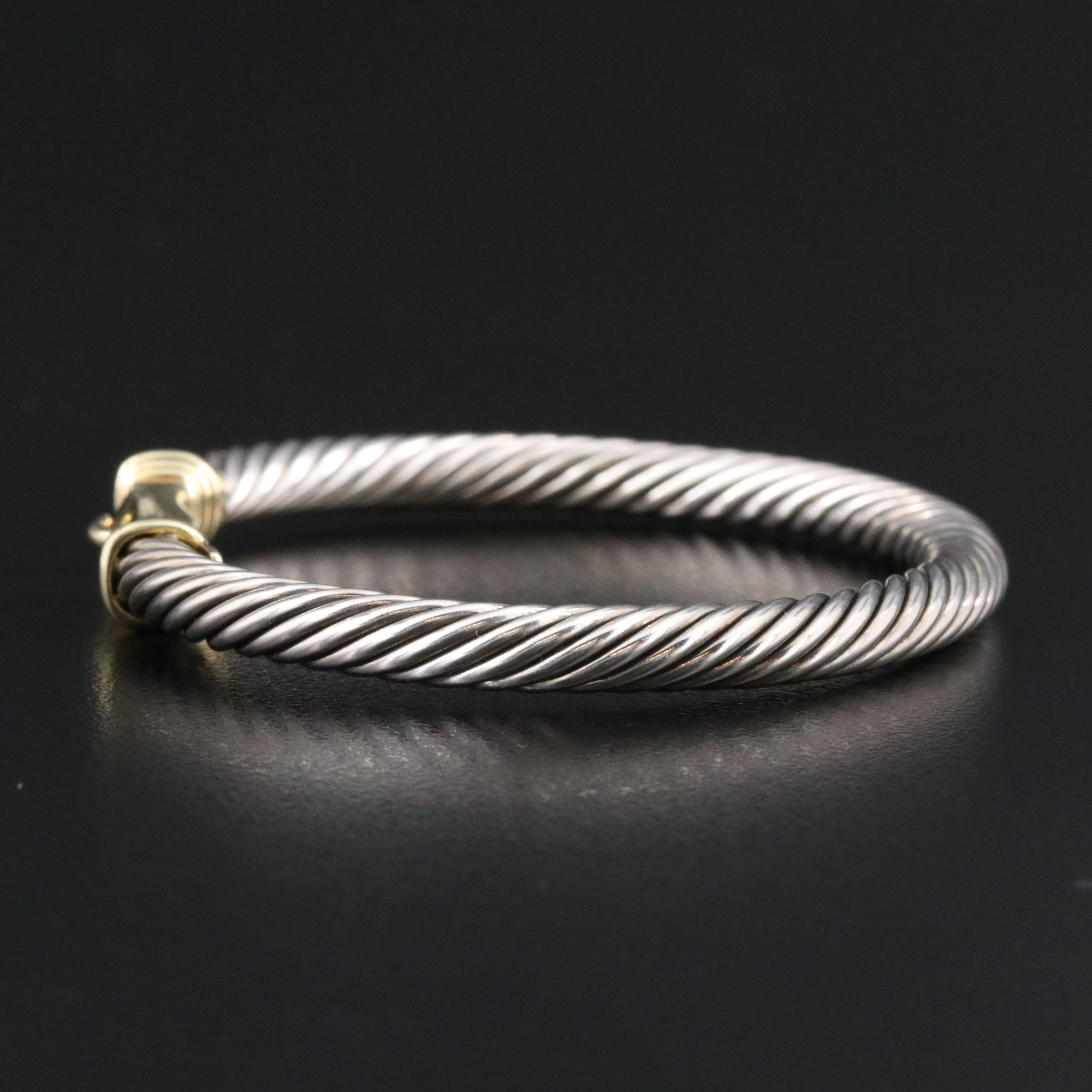 David Yurman Sterling Cable Buckle Bracelet with 14K Accents