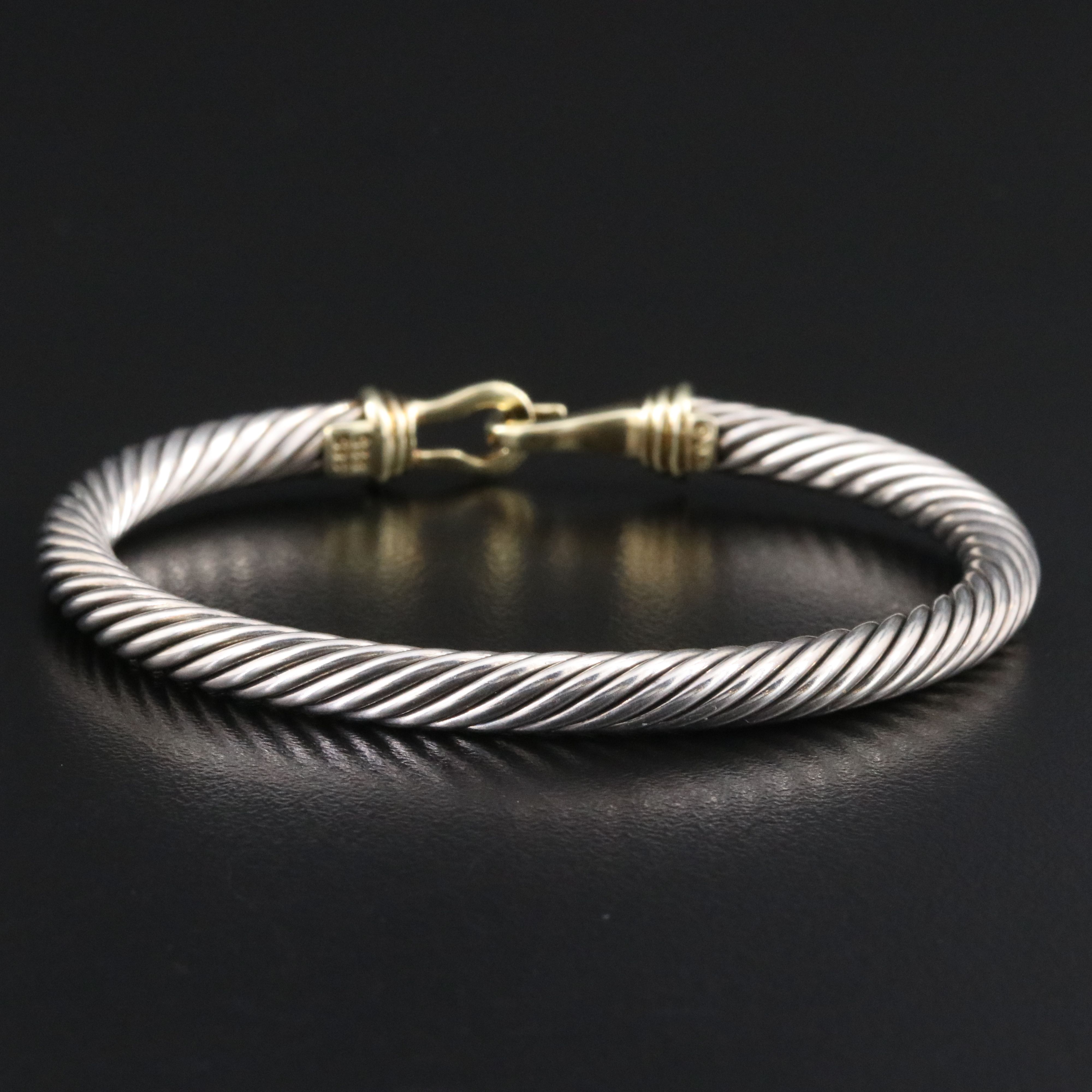 David Yurman Sterling Cable Buckle Bracelet with 14K Accents