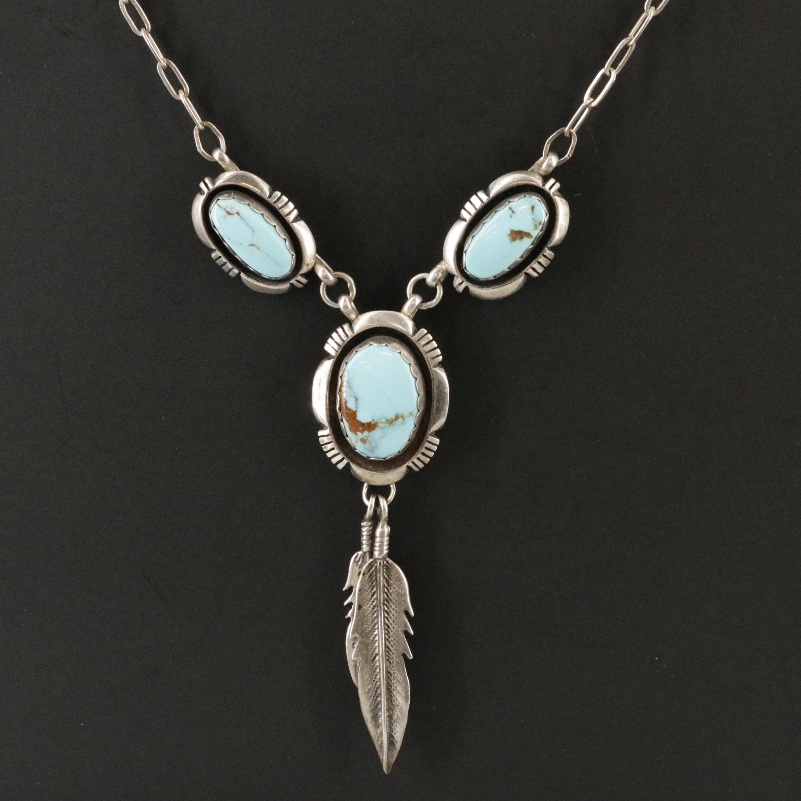 Leonard & Marian Nez Navajo Diné Sterling Turquoise Necklace