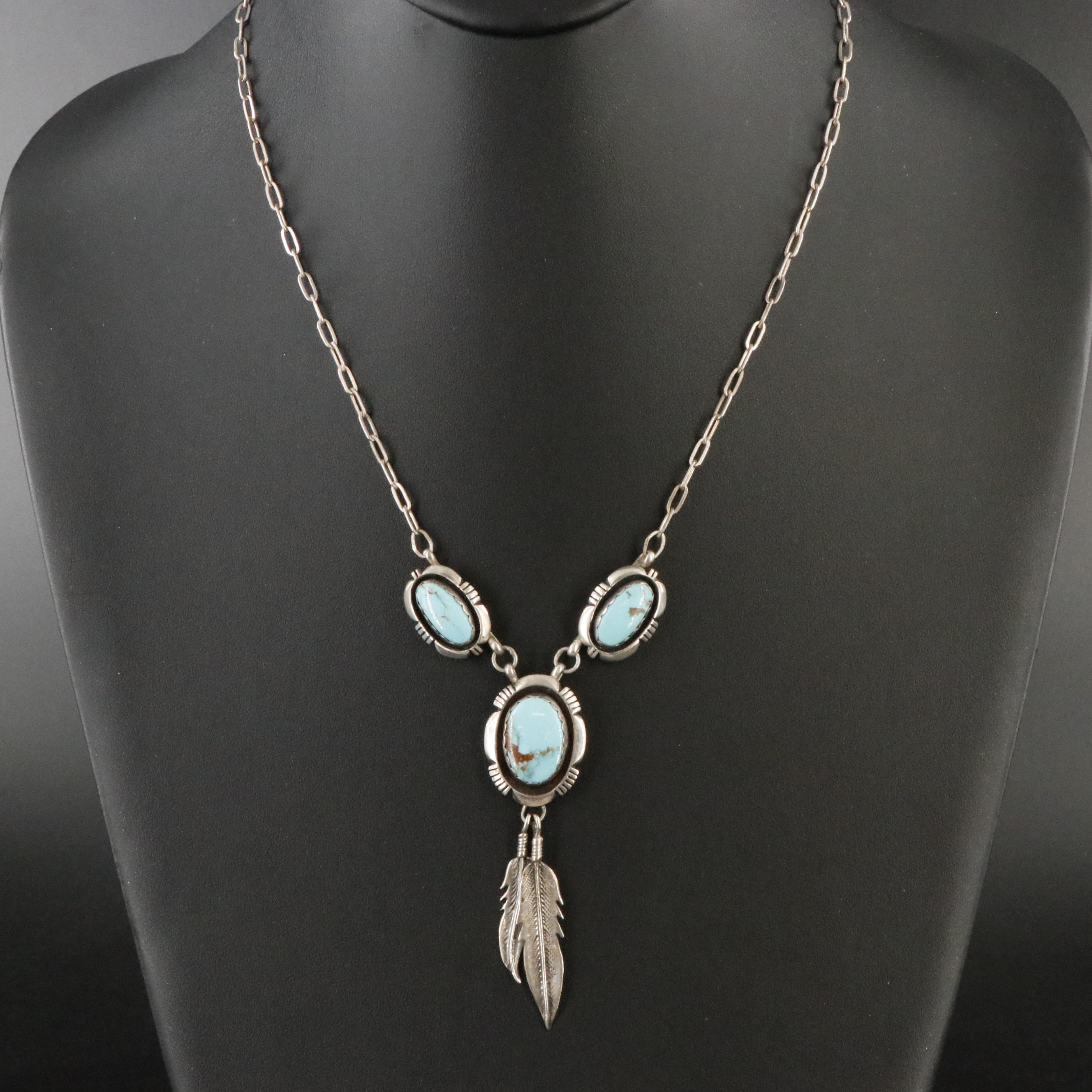 Leonard & Marian Nez Navajo Diné Sterling Turquoise Necklace