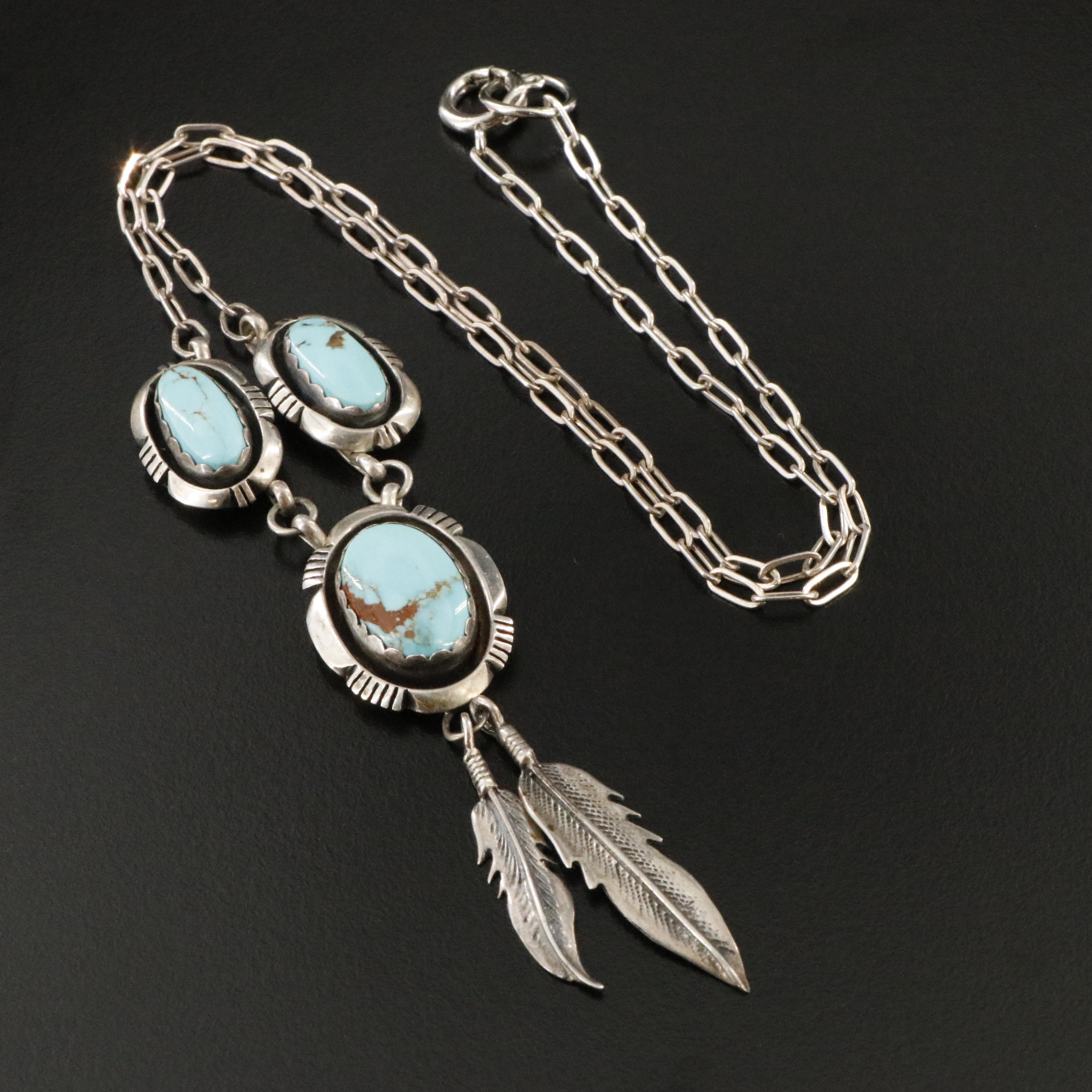 Leonard & Marian Nez Navajo Diné Sterling Turquoise Necklace