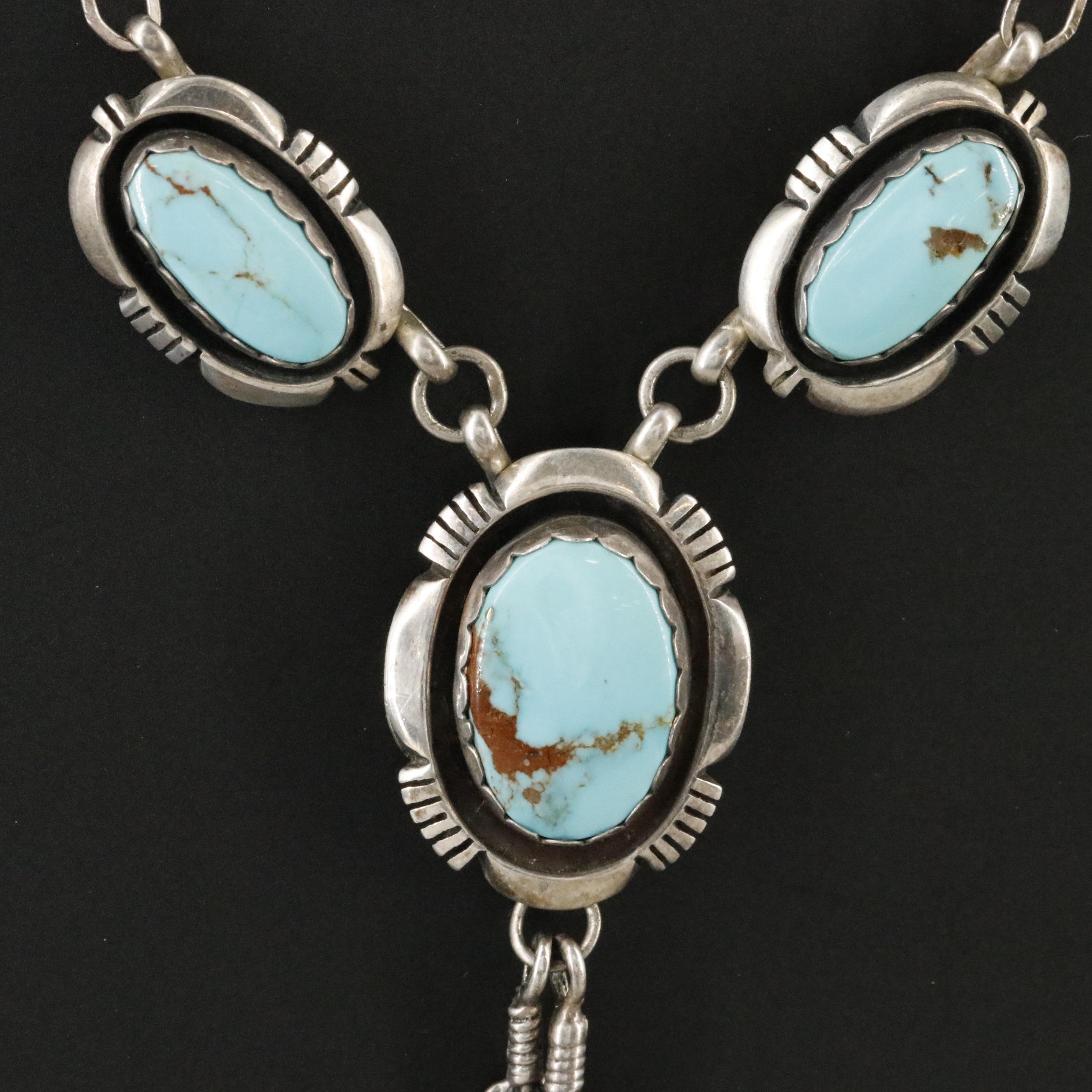 Leonard & Marian Nez Navajo Diné Sterling Turquoise Necklace