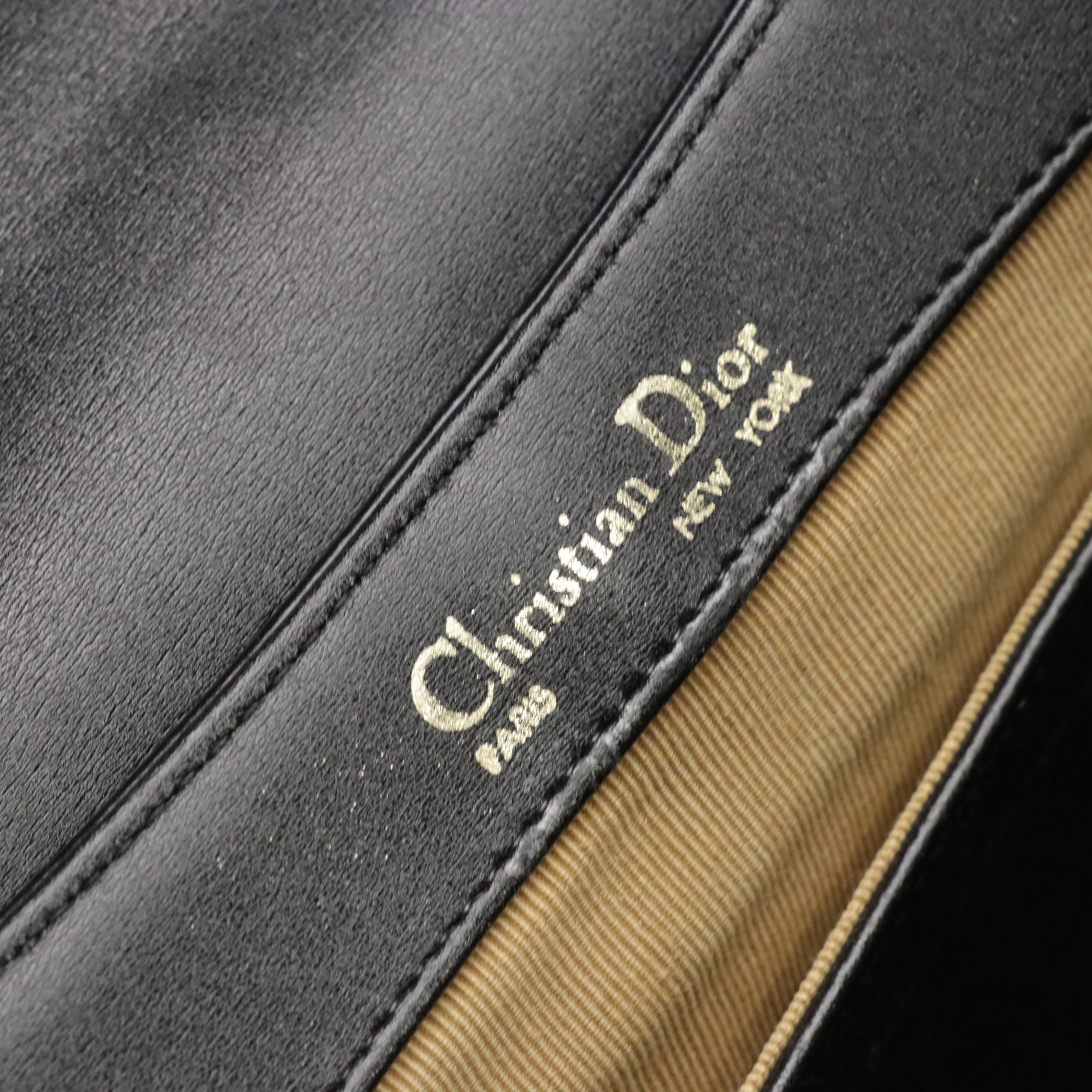 Christian Dior Top Handle Front Flap Two-Way Bag in Black Calfskin Leather