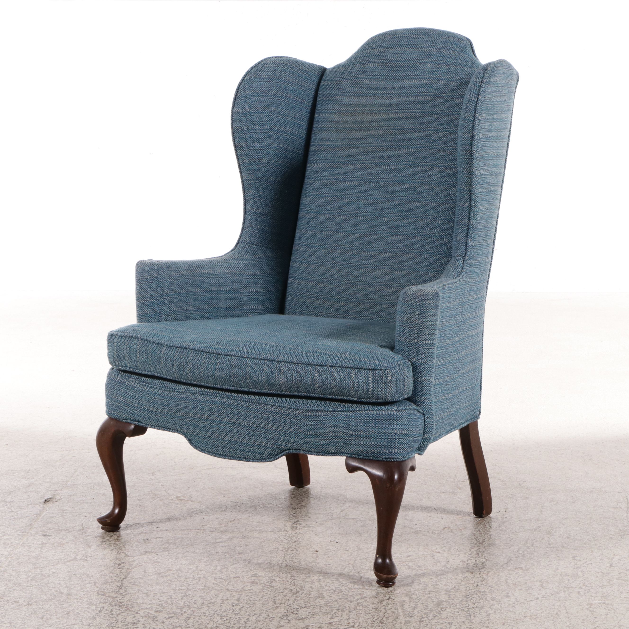 Queen Anne Style Upholstered Wingback Chair