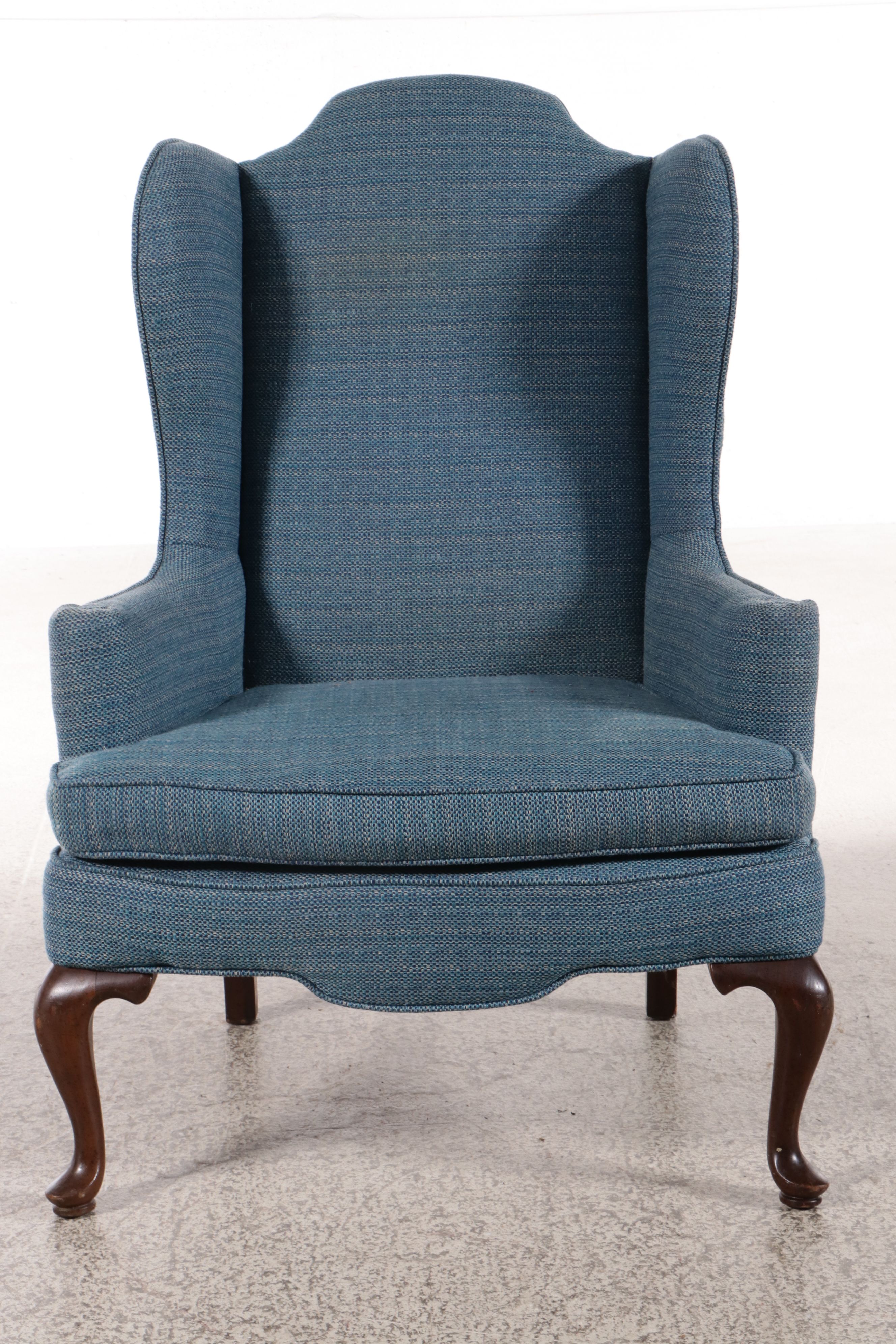 Queen Anne Style Upholstered Wingback Chair