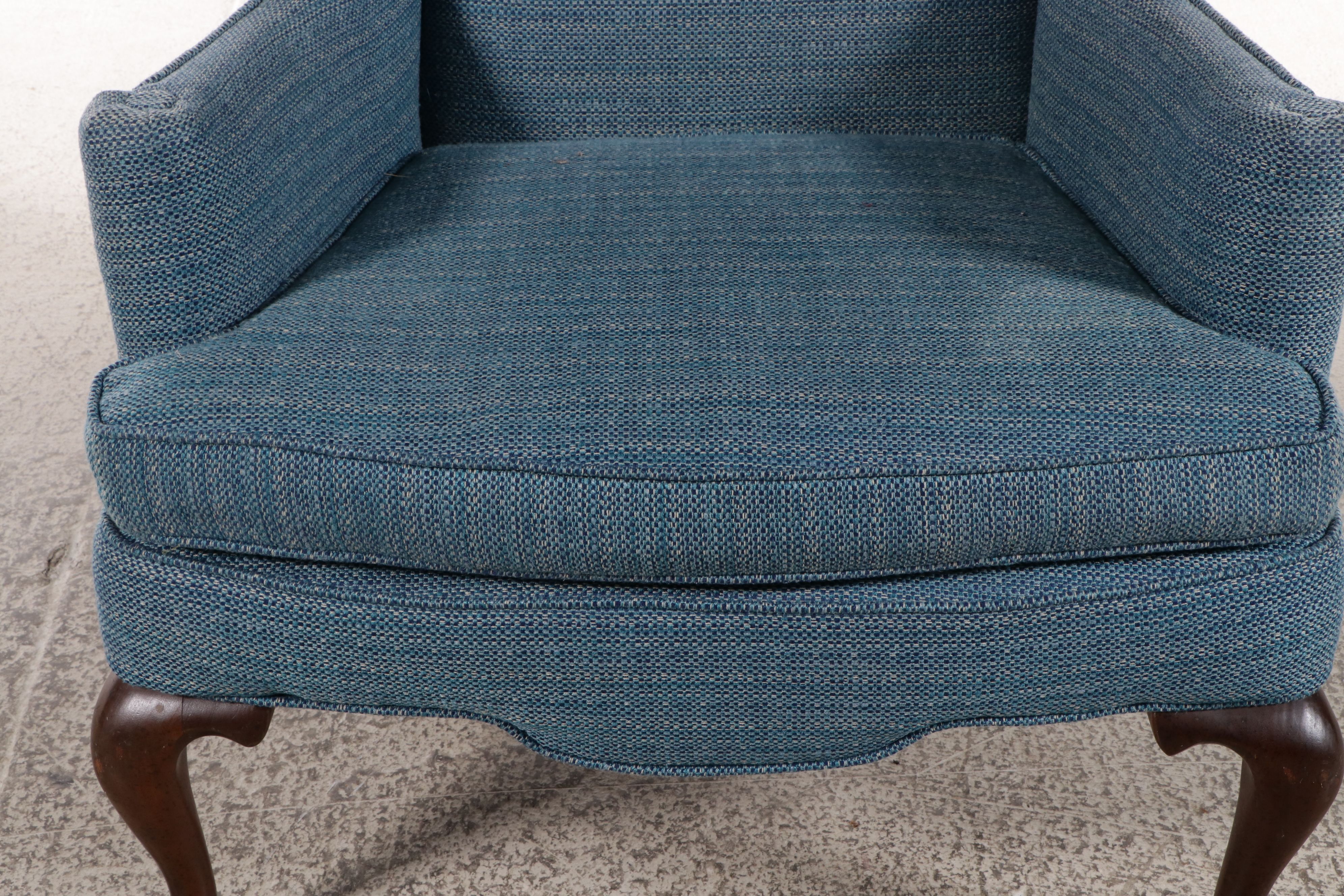 Queen Anne Style Upholstered Wingback Chair