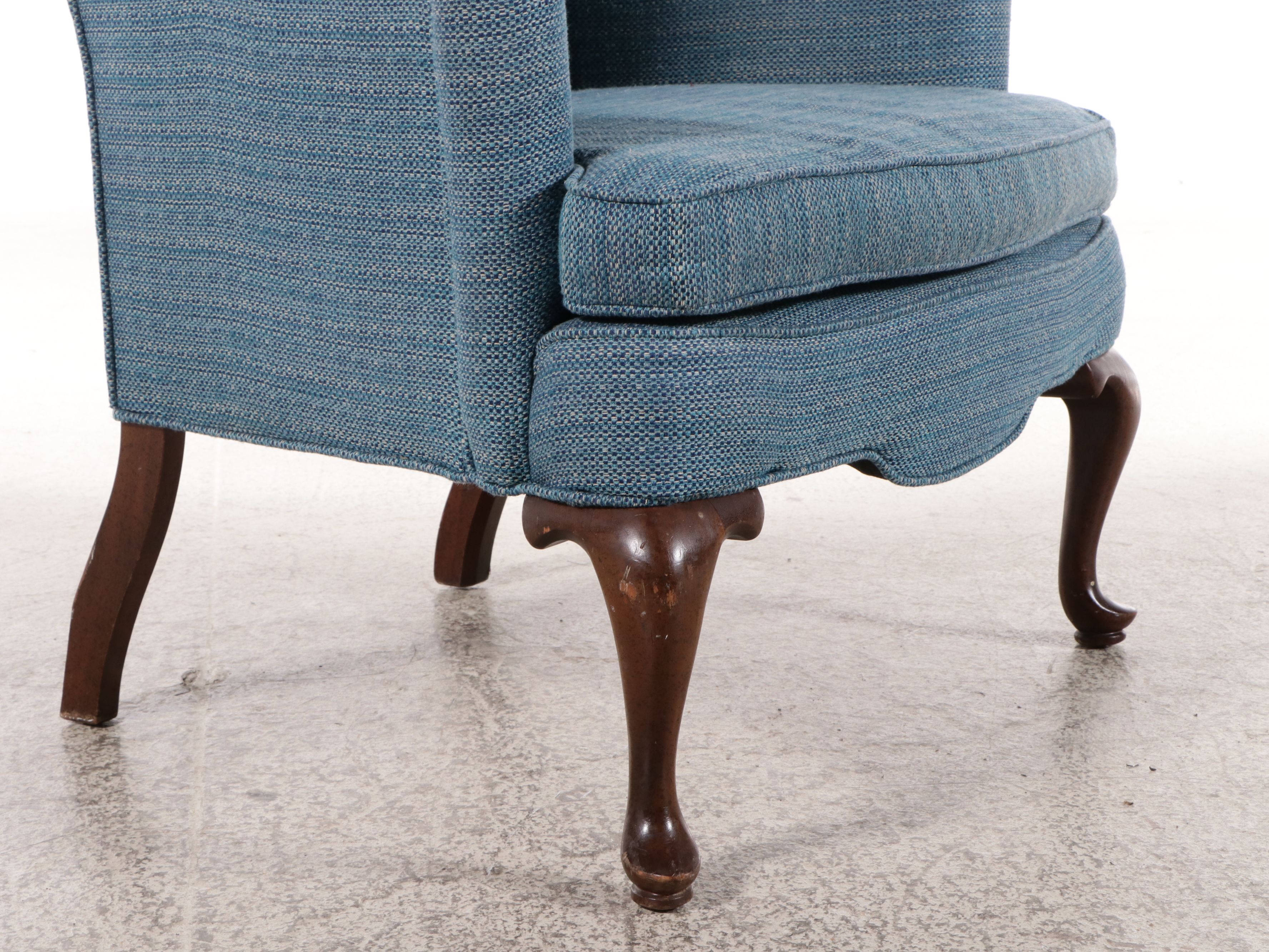 Queen Anne Style Upholstered Wingback Chair