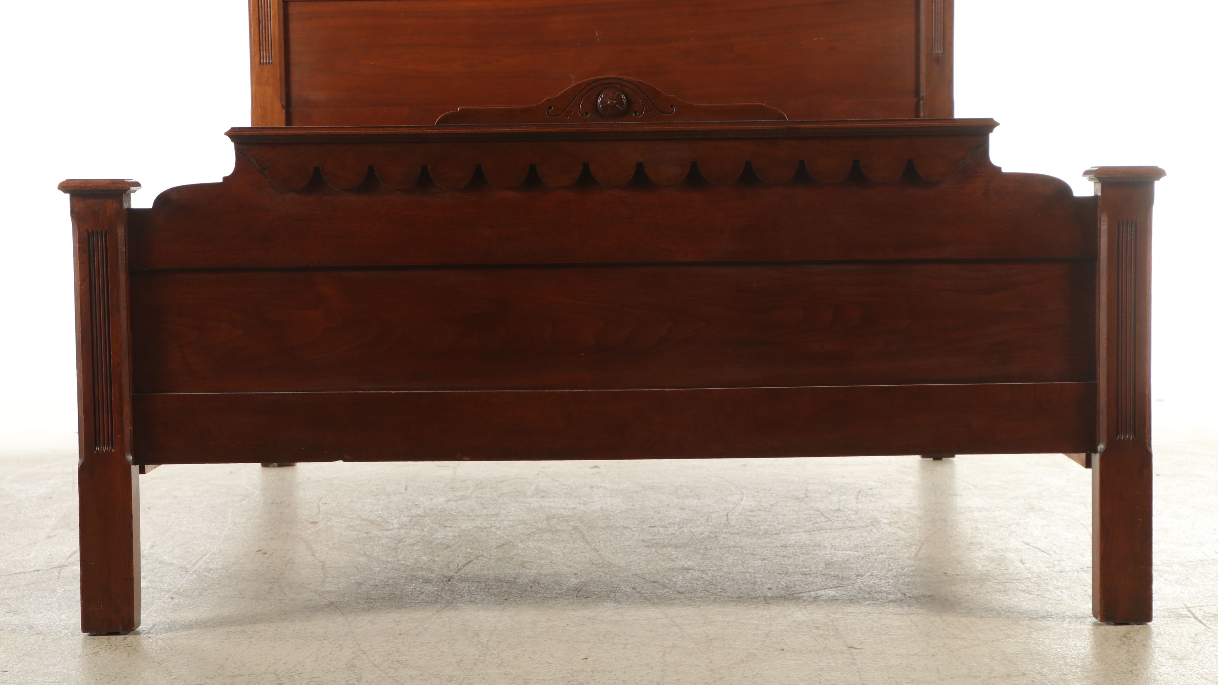 Eastlake Style Carved Walnut Bed Frame, Late 19th Century