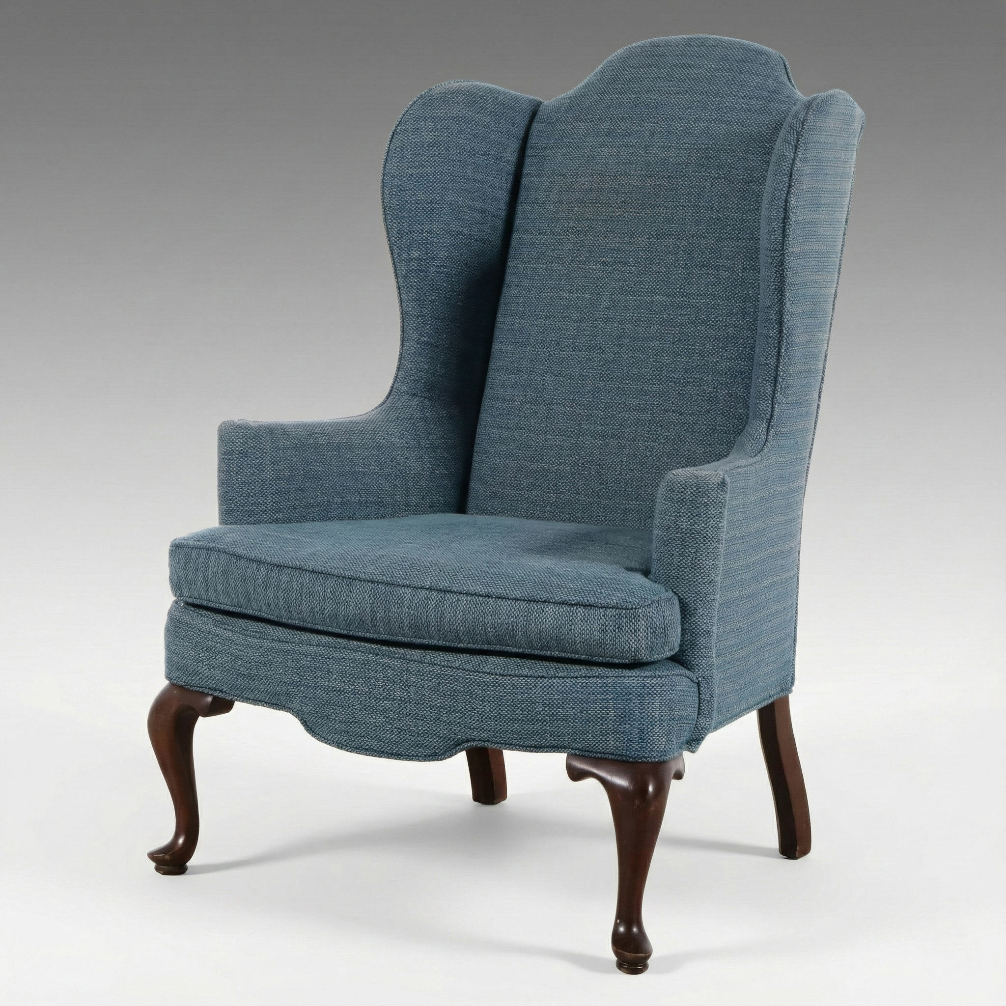 Queen Anne Style Upholstered Wingback Chair