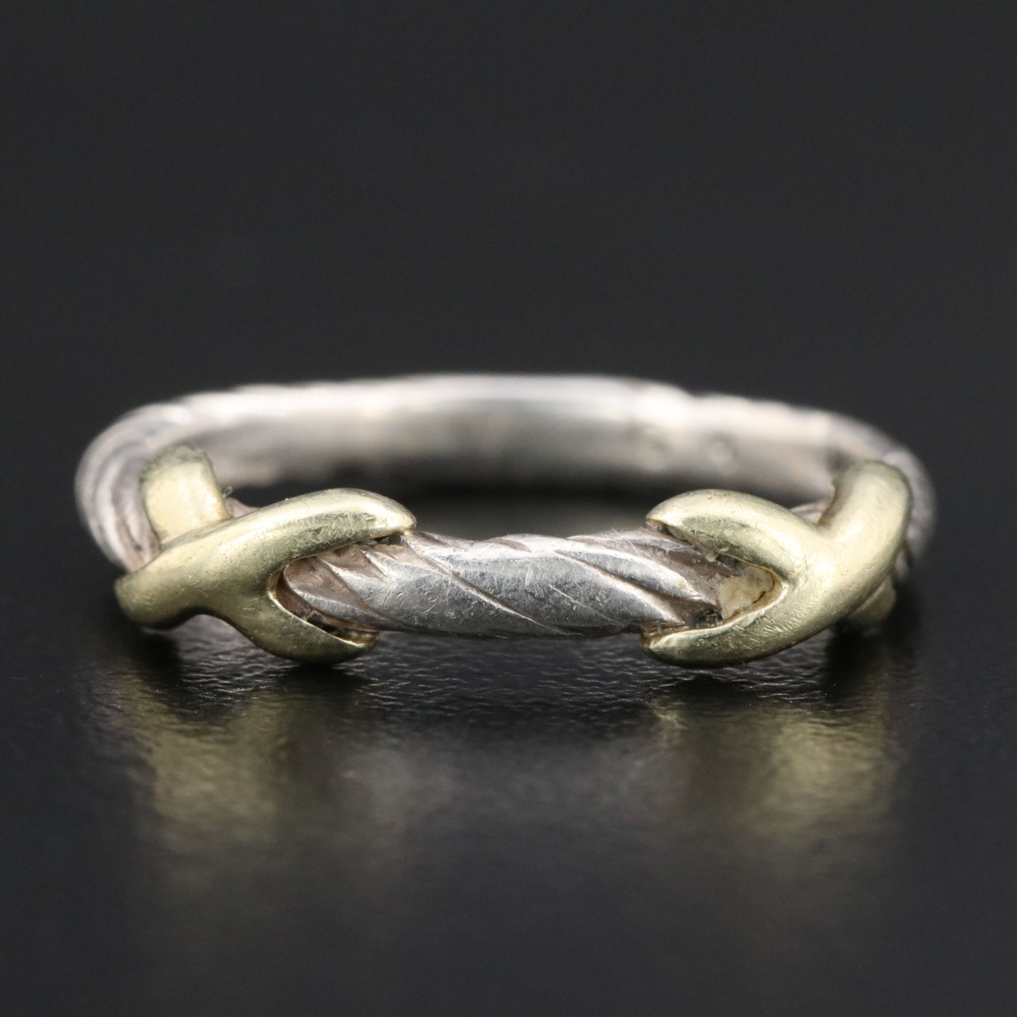 David Yurman Sterling Double X Cable Ring with 14K Accents