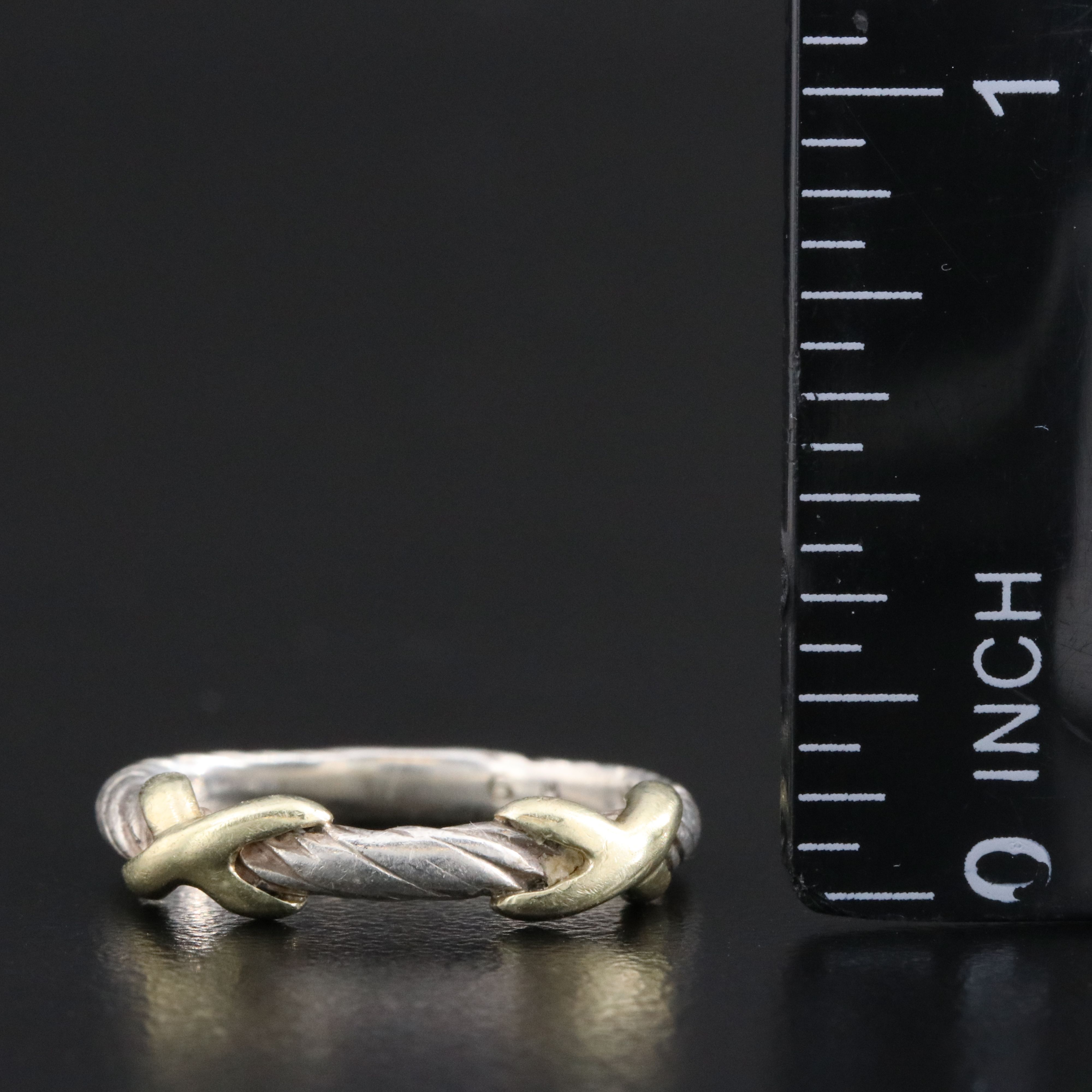 David Yurman Sterling Double X Cable Ring with 14K Accents