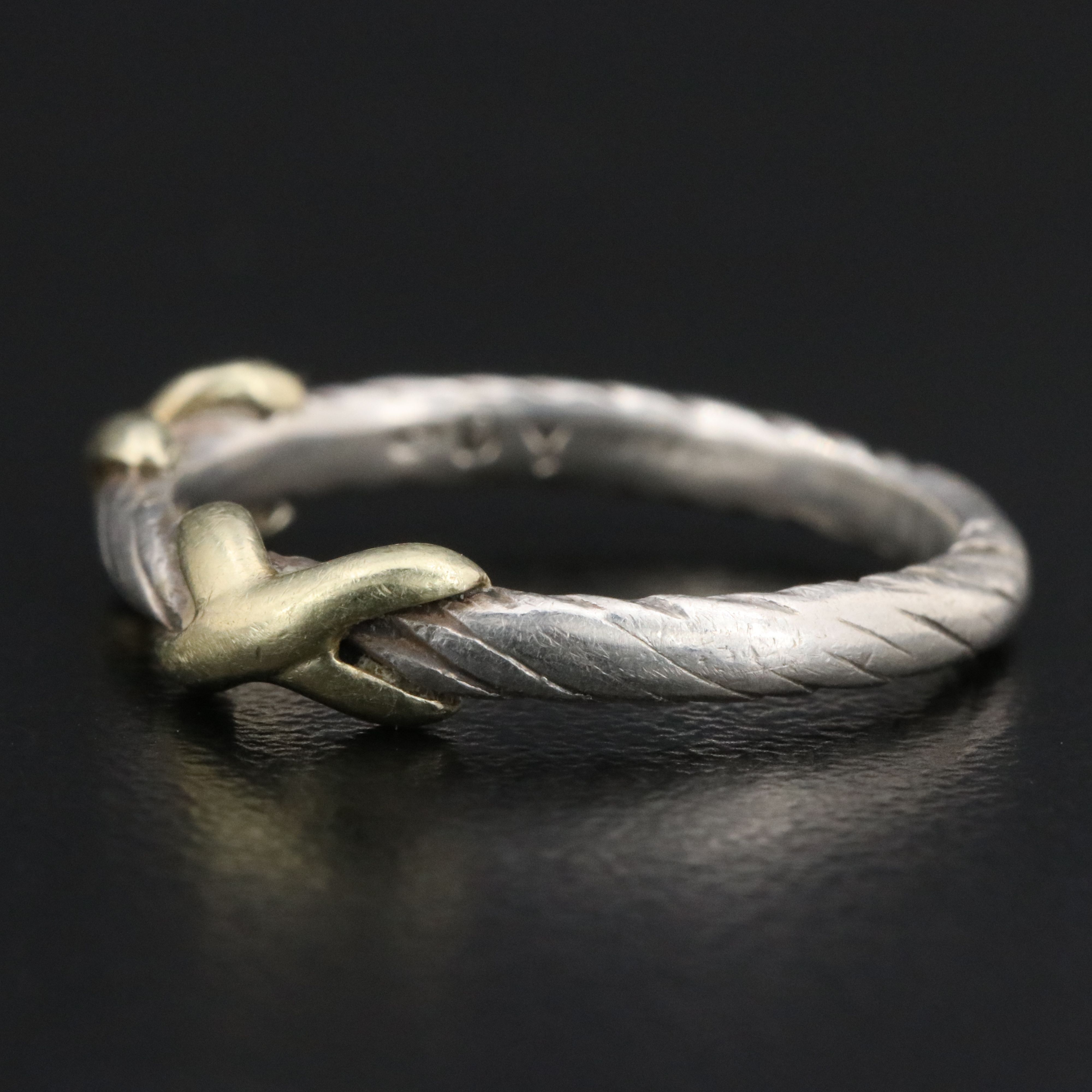 David Yurman Sterling Double X Cable Ring with 14K Accents
