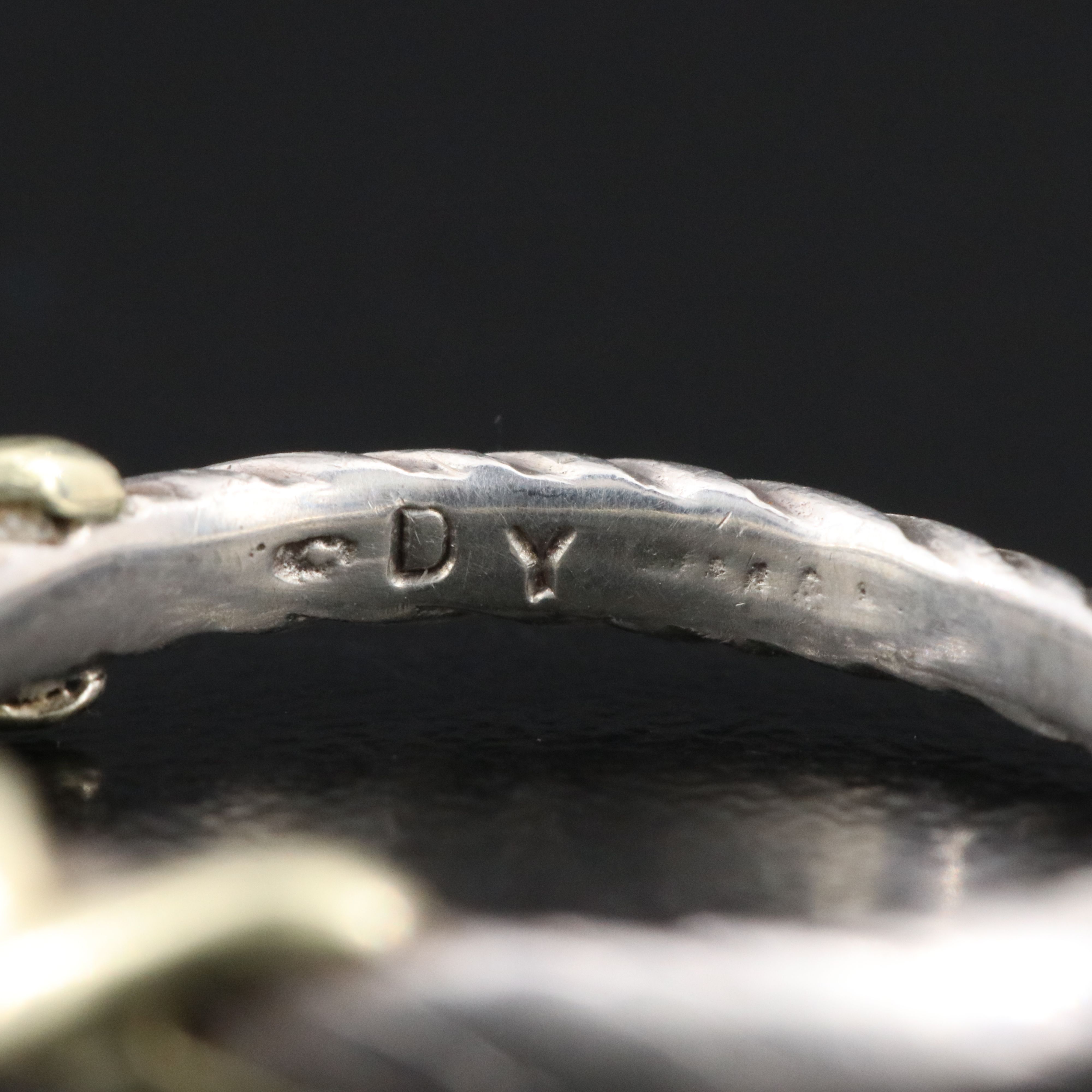 David Yurman Sterling Double X Cable Ring with 14K Accents