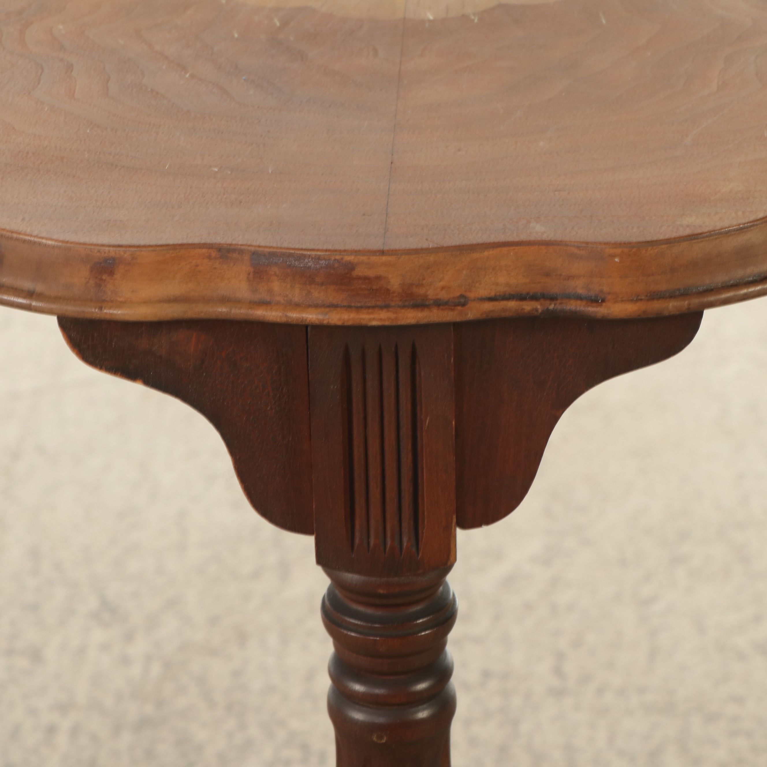 Late Victorian Style Demilune Table with Inlaid Wood Top