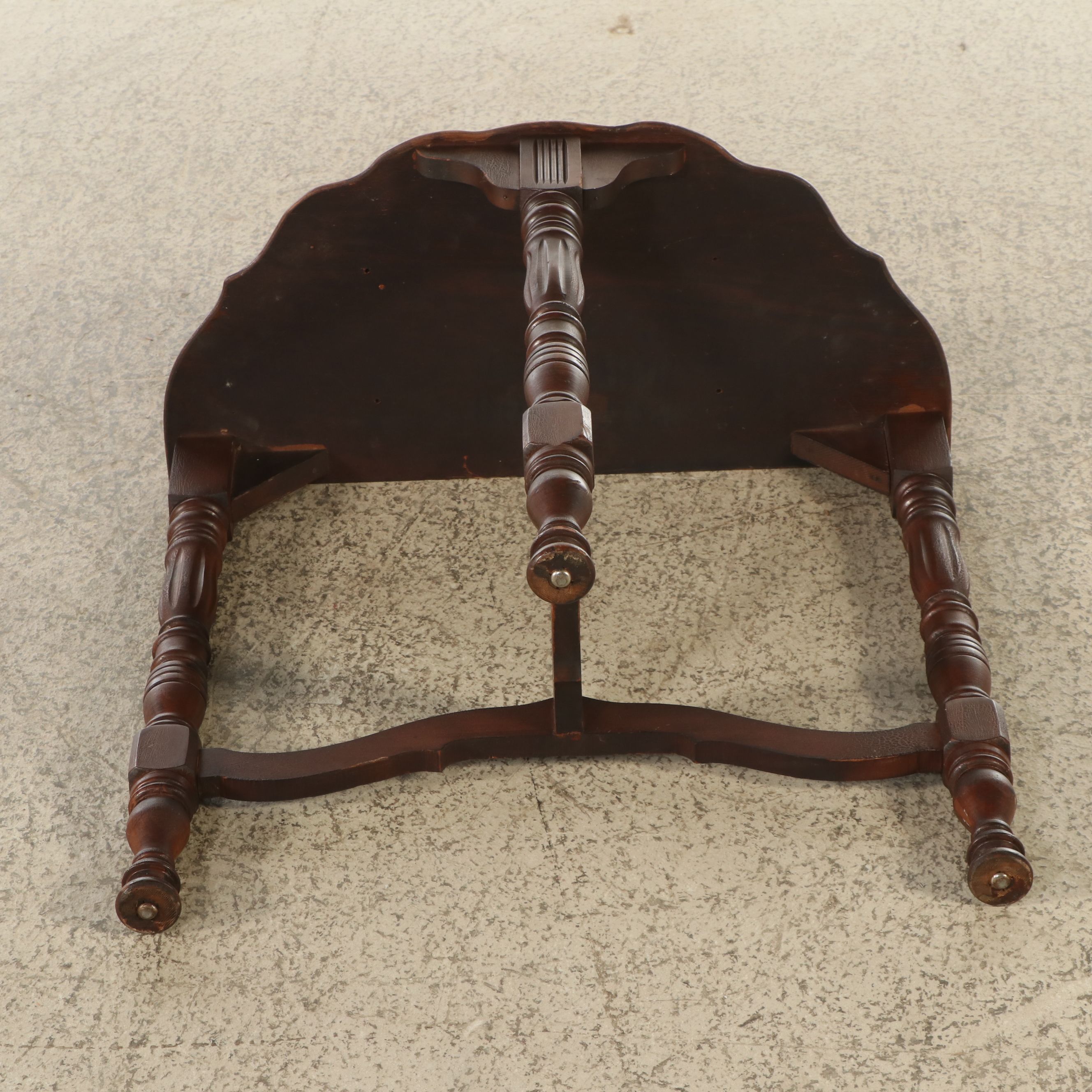 Late Victorian Style Demilune Table with Inlaid Wood Top