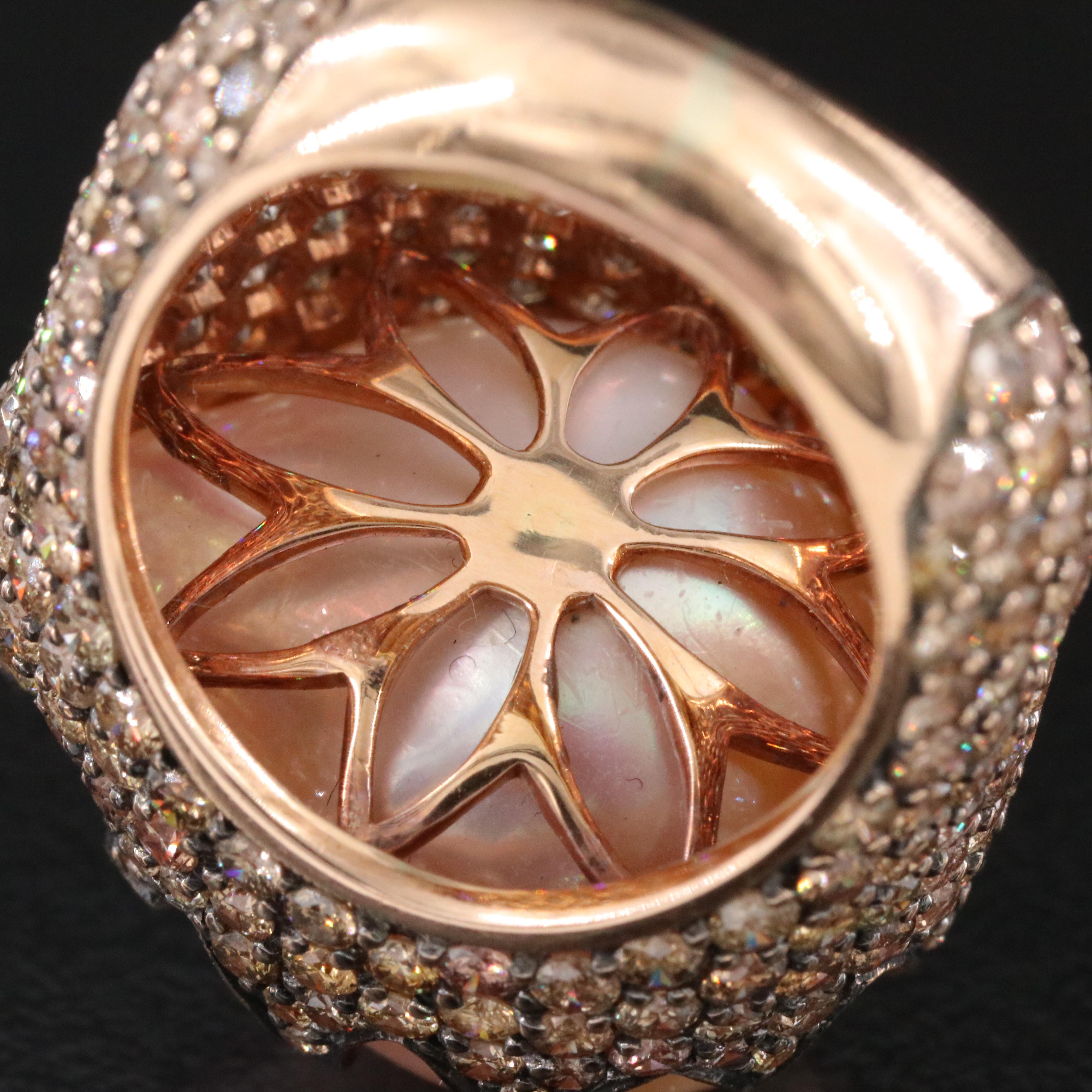 18K Pearl and Diamond Rose Gold Ring