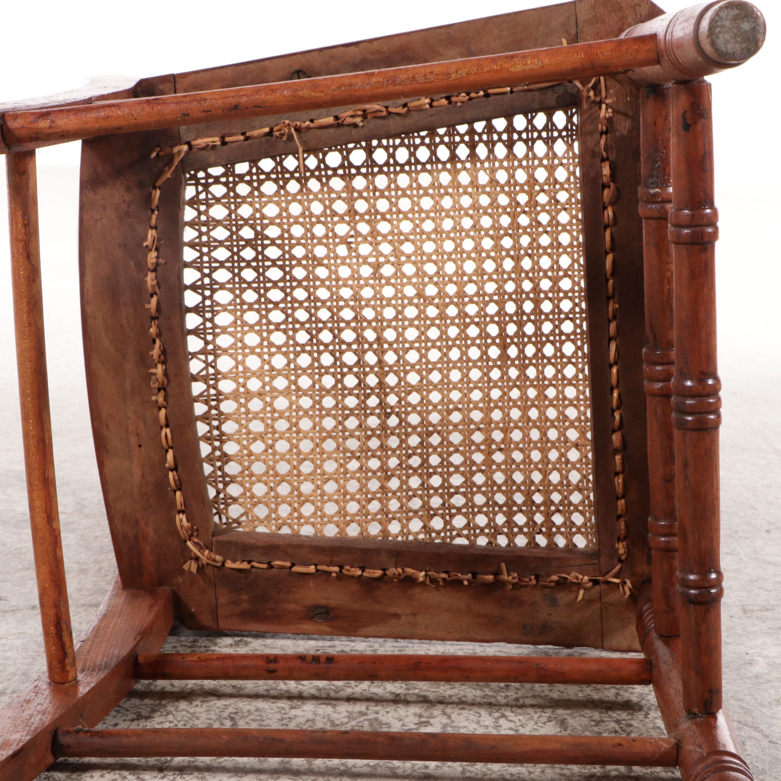 Set of Six Eastlake Style Incised Walnut Chairs with Cane Seats