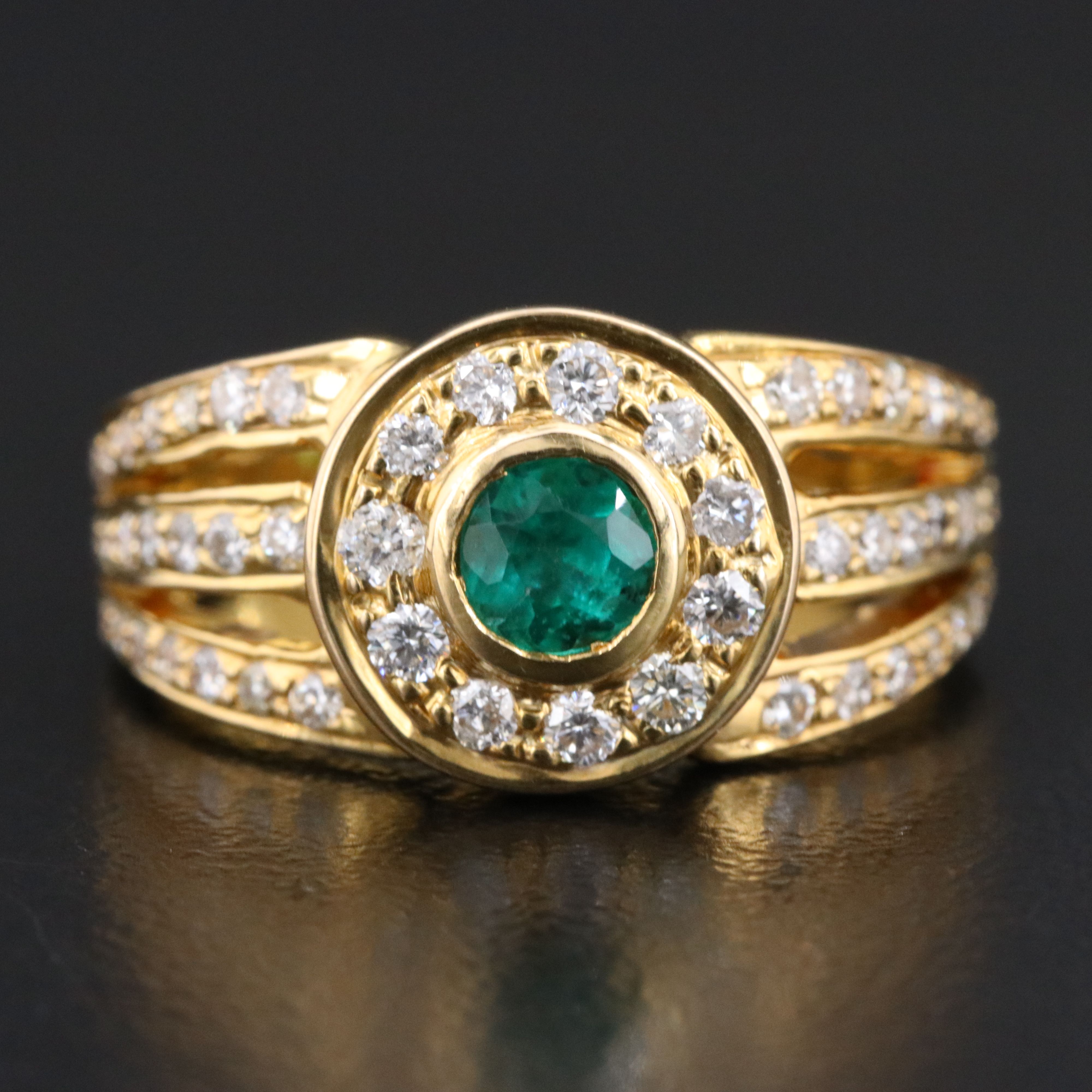 18K Emerald and Diamond Ring