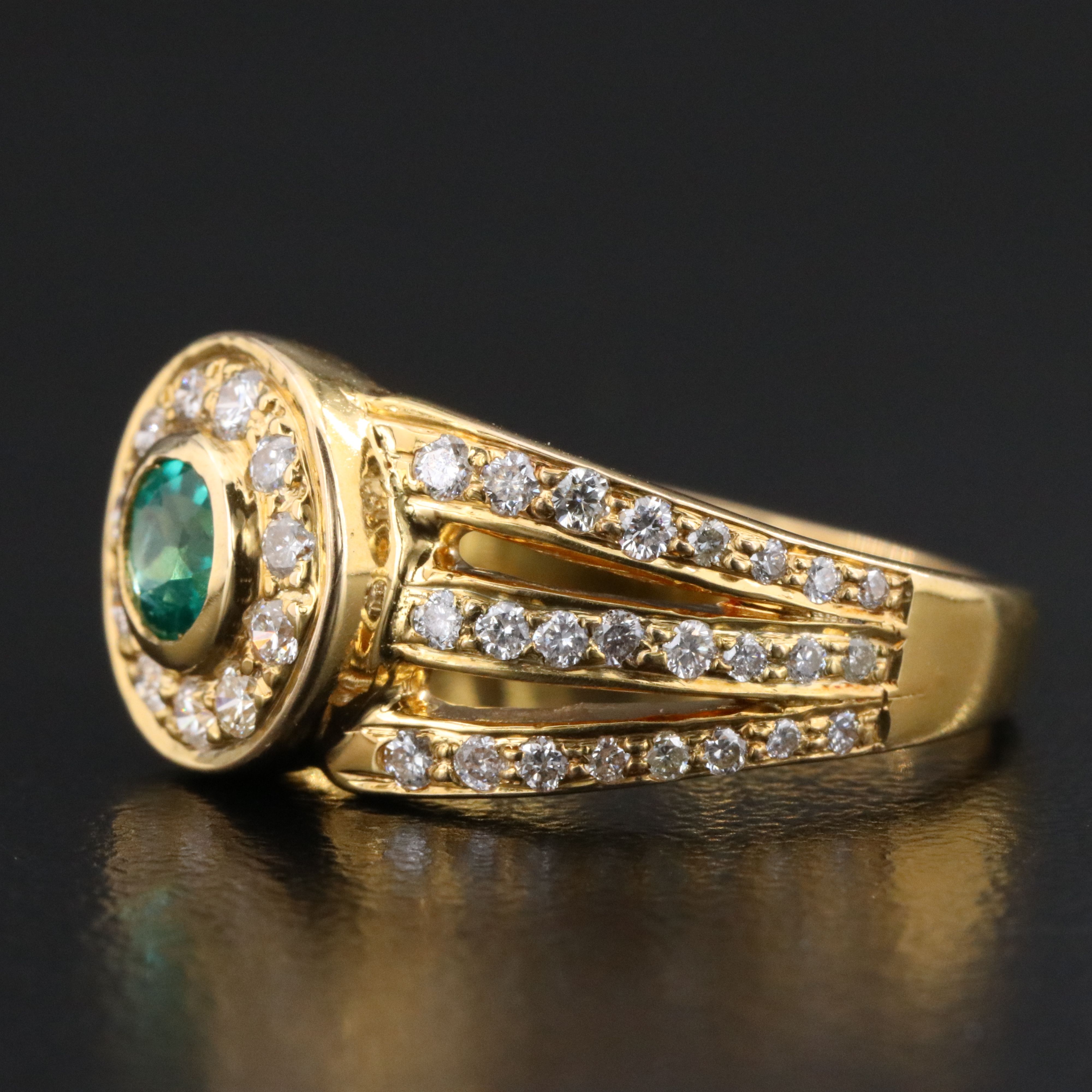 18K Emerald and Diamond Ring