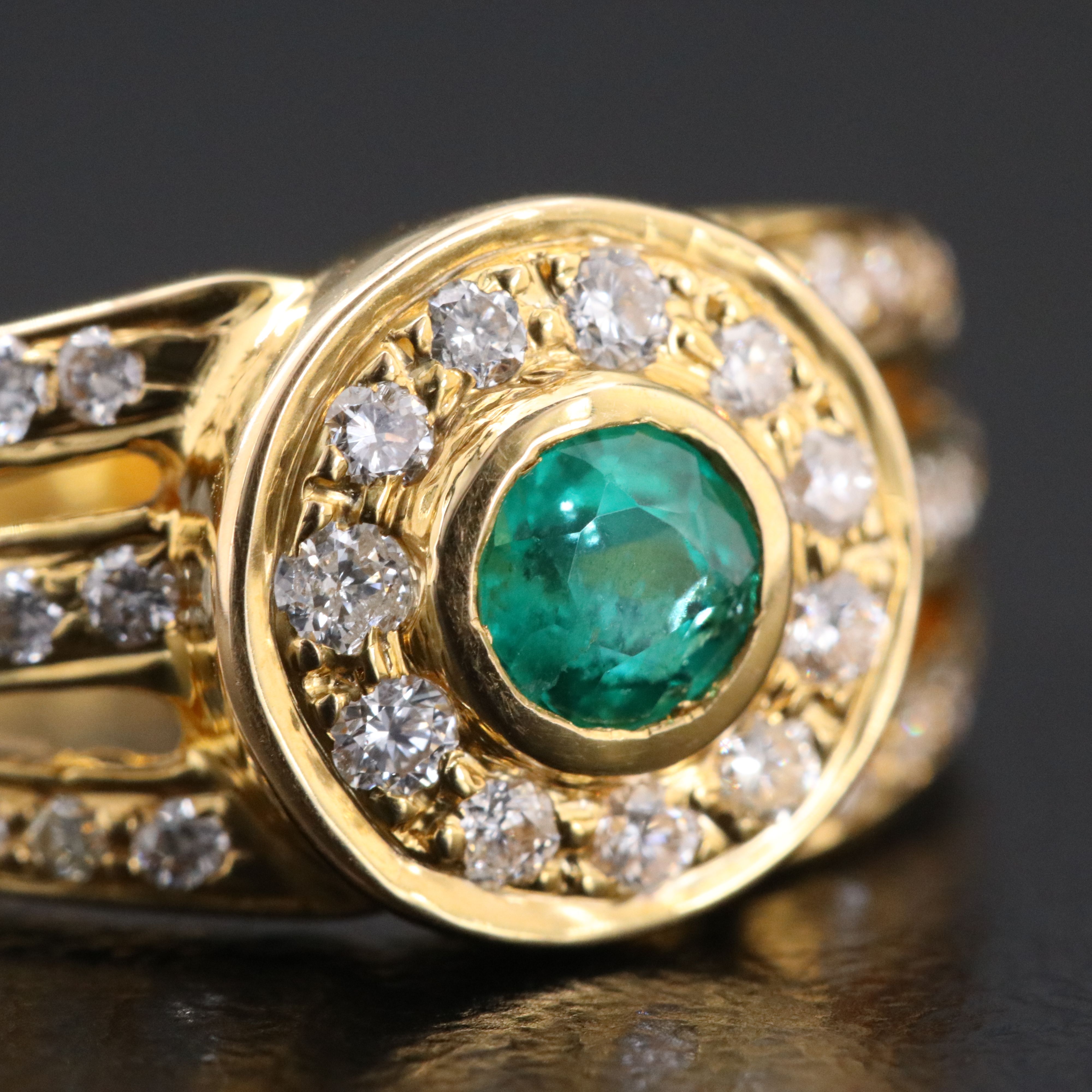18K Emerald and Diamond Ring