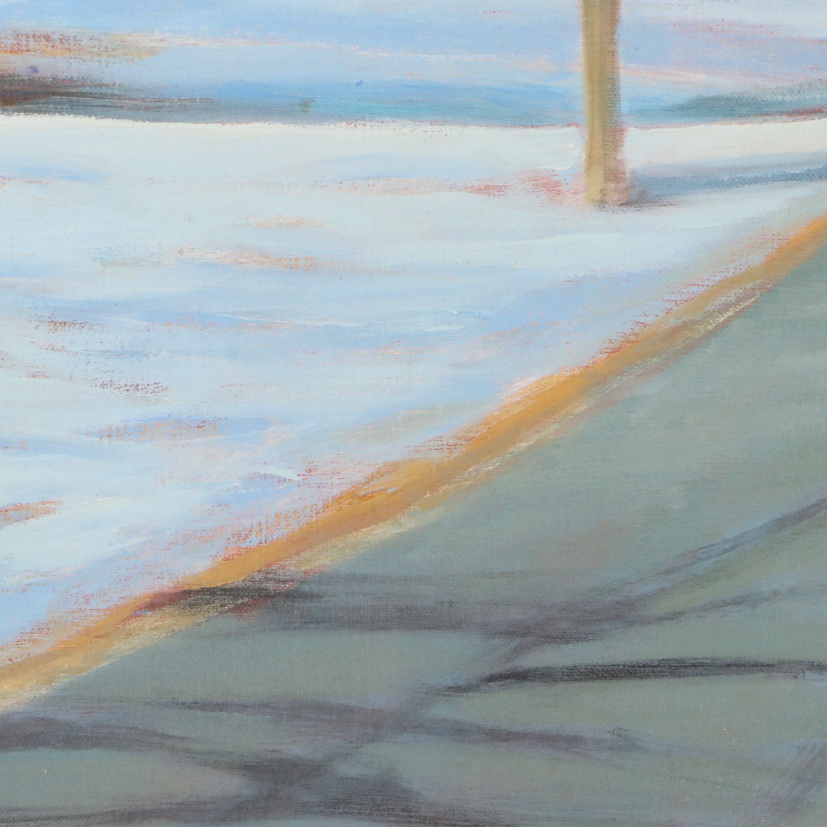 Howard Storm Winter Landscape Acrylic Painting of Road, Late 20th Century