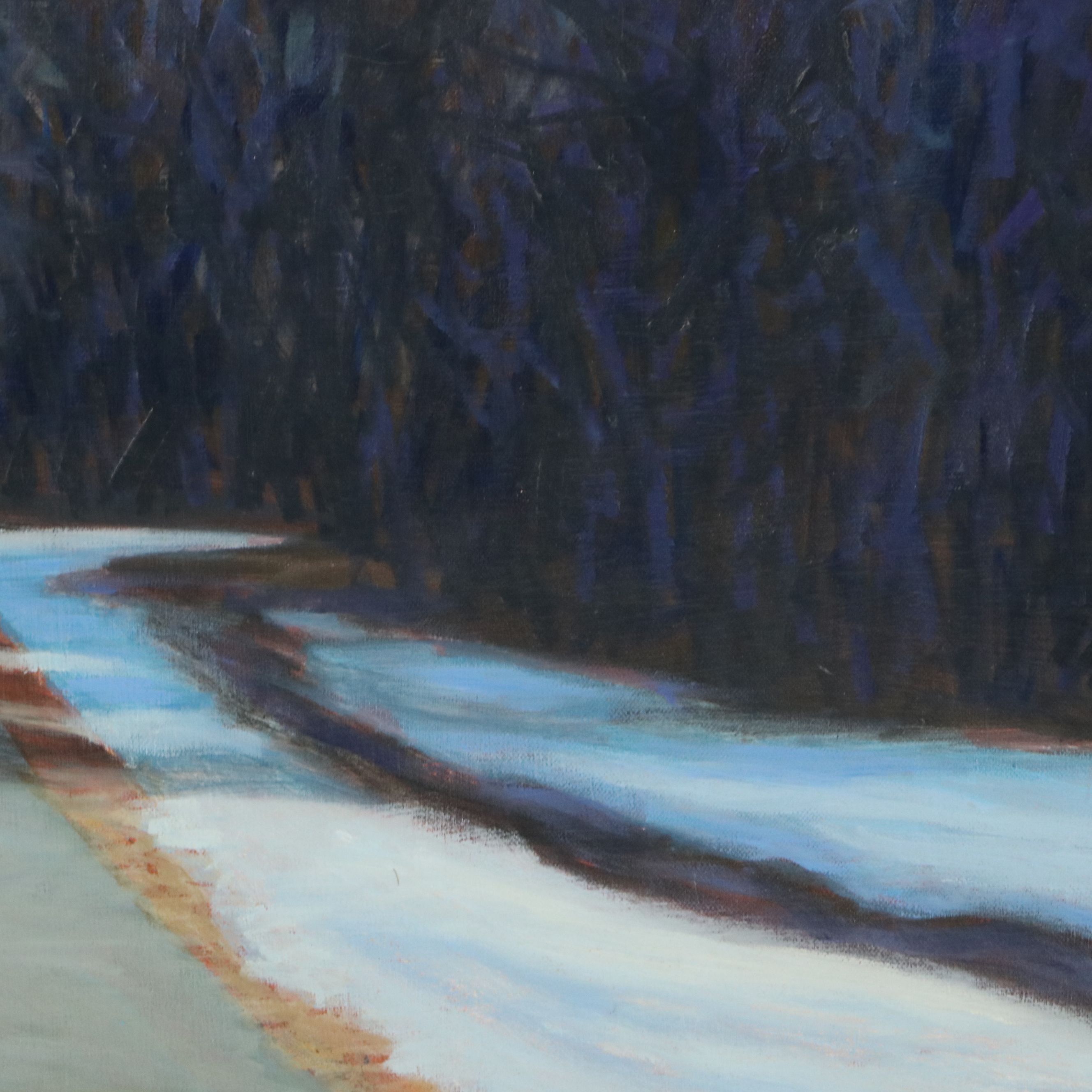 Howard Storm Winter Landscape Acrylic Painting of Road, Late 20th Century