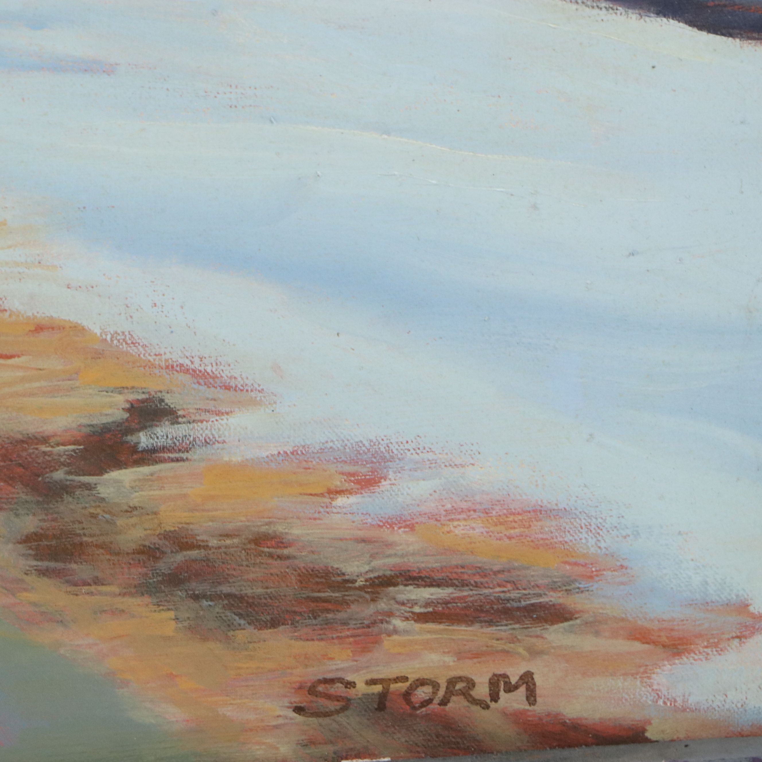 Howard Storm Winter Landscape Acrylic Painting of Road, Late 20th Century