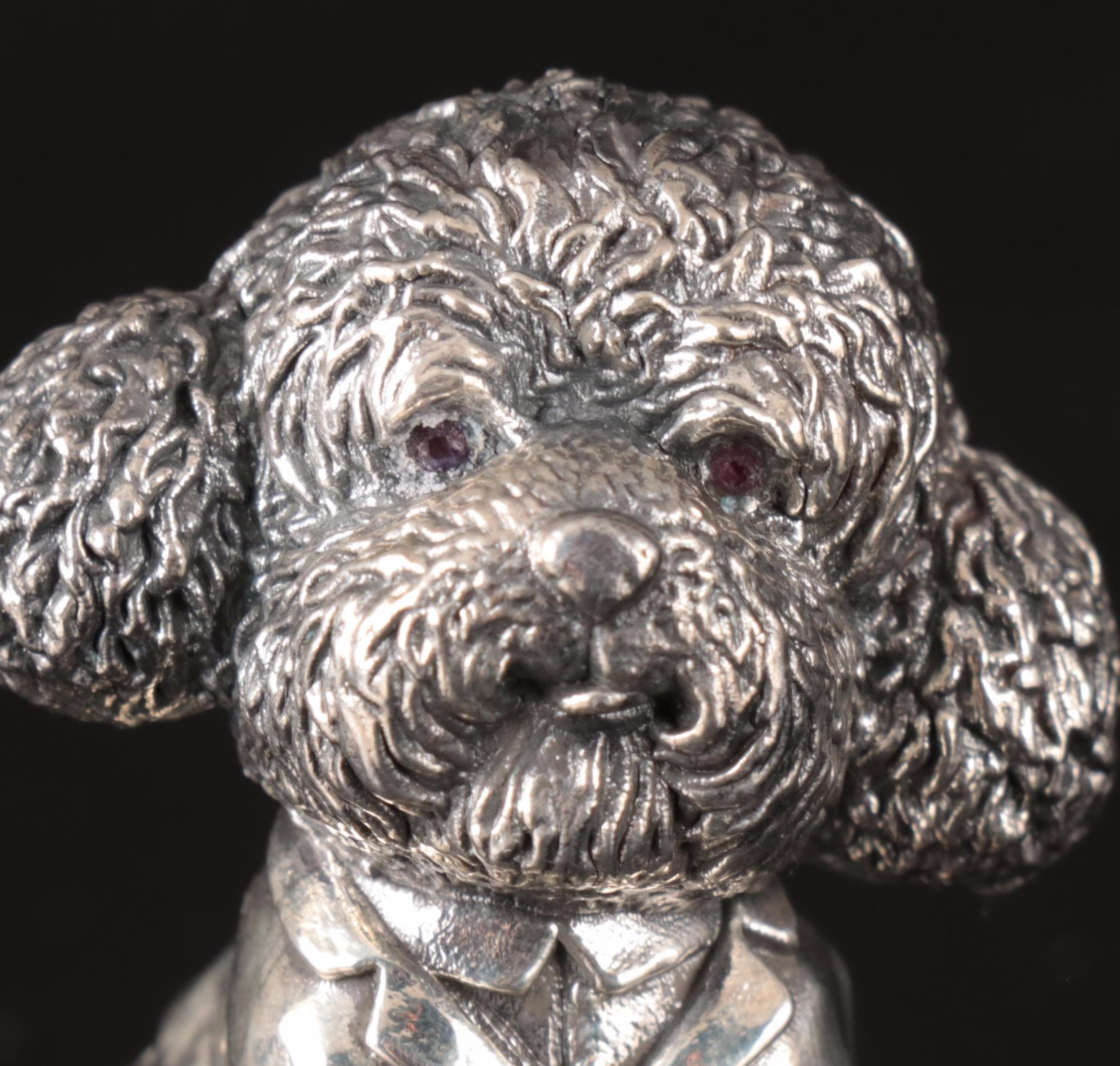 Russian 875 Silver Dog with Ruby Eyes